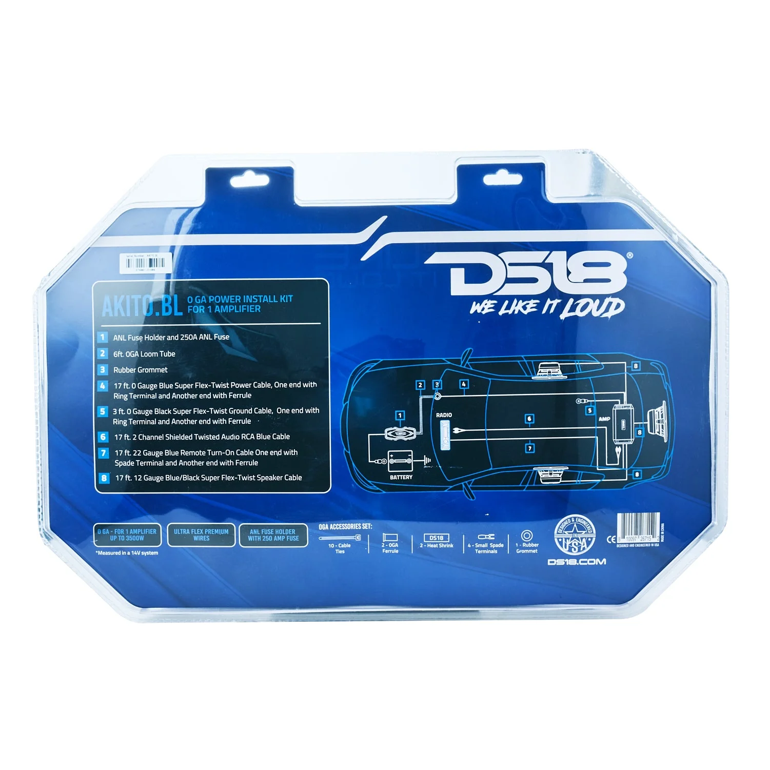 0-GA Amplifier Installation Wiring Kit - Blue - Image 6