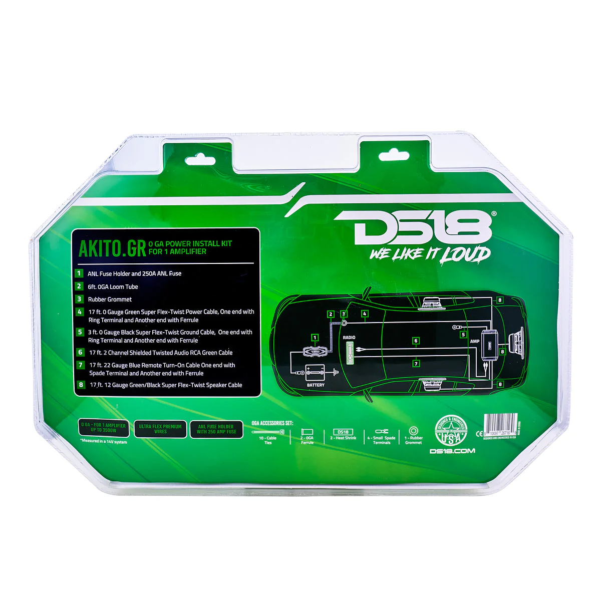 0-GA Amplifier Installation Wiring Kit - Green - Image 6