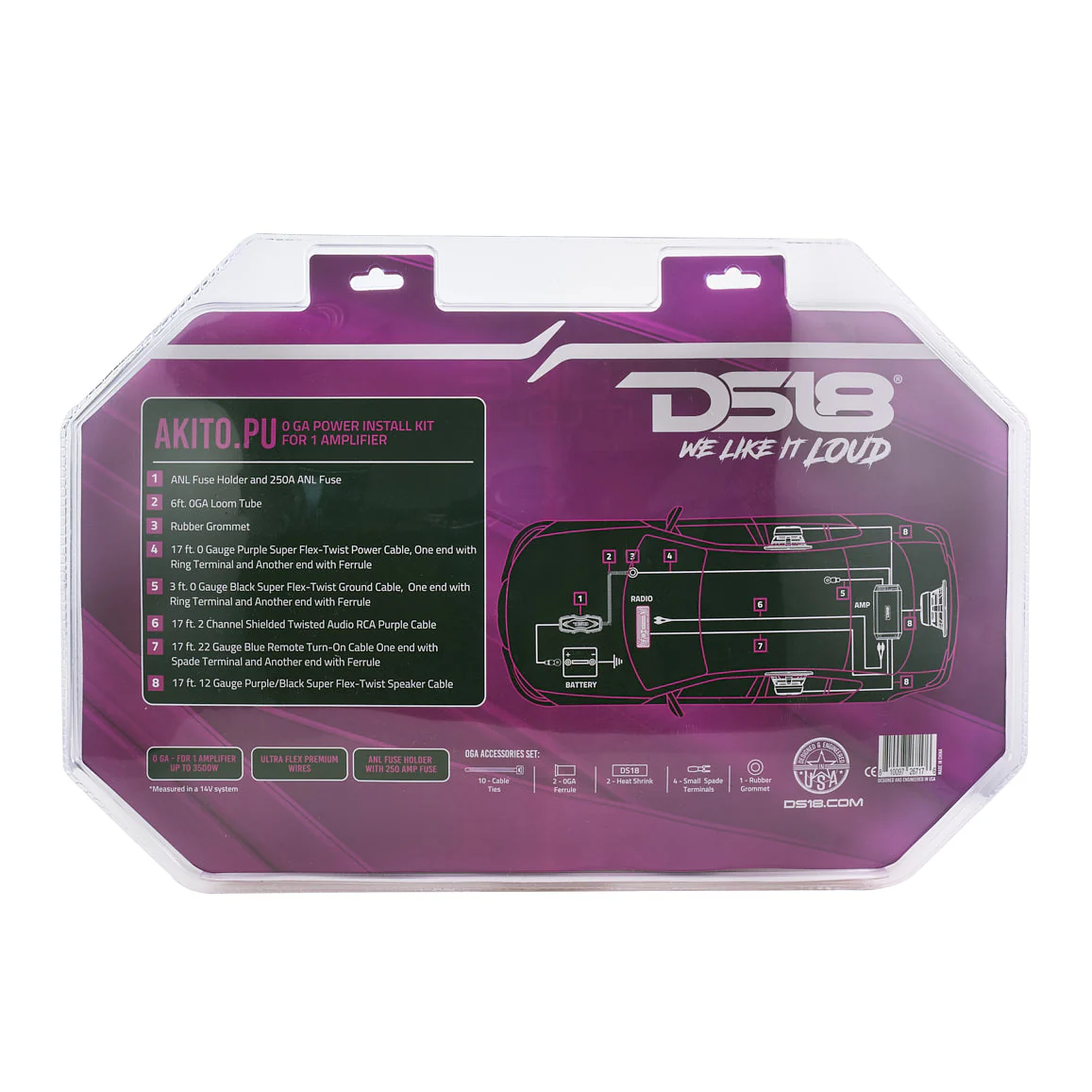0-GA Amplifier Installation Wiring Kit - Purple - Image 5