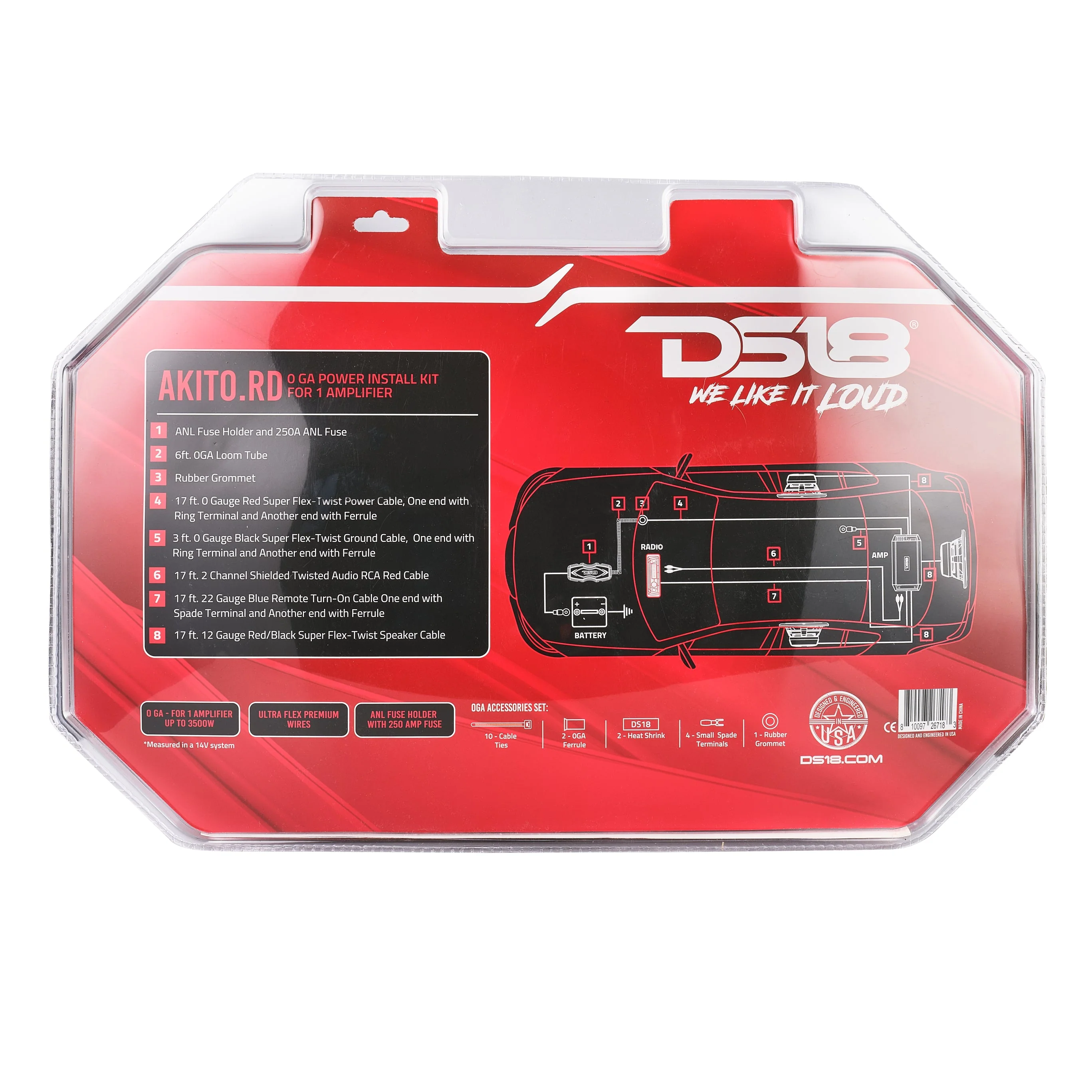 0-GA Amplifier Installation Wiring Kit - Red - Image 6