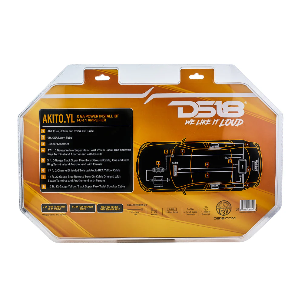 0-GA Amplifier Installation Wiring Kit - Yellow - Image 6