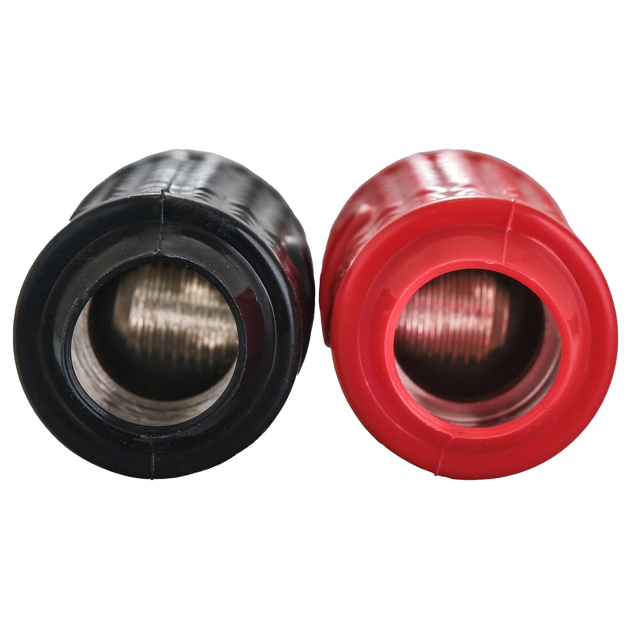 1/0-GA to 1/4-GA Amp Input Reducers with Offset Stub and Silicone Cover - BLACK/RED - Image 2