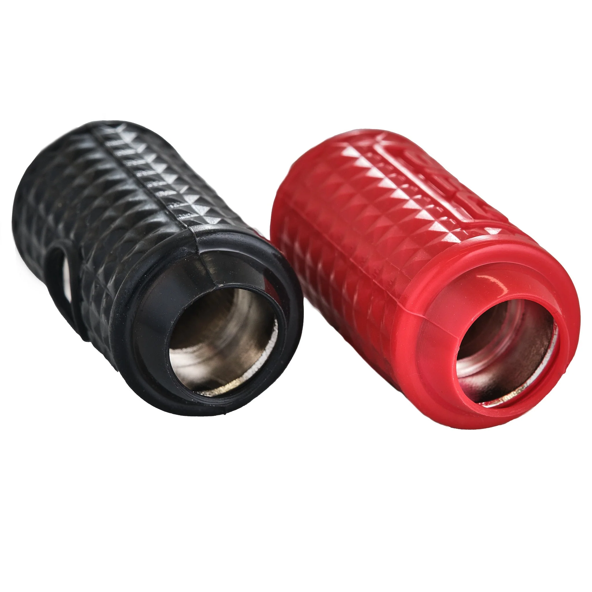1/0-GA to 1/4-GA Amp Input Reducers with Offset Stub and Silicone Cover - BLACK/RED - Image 3