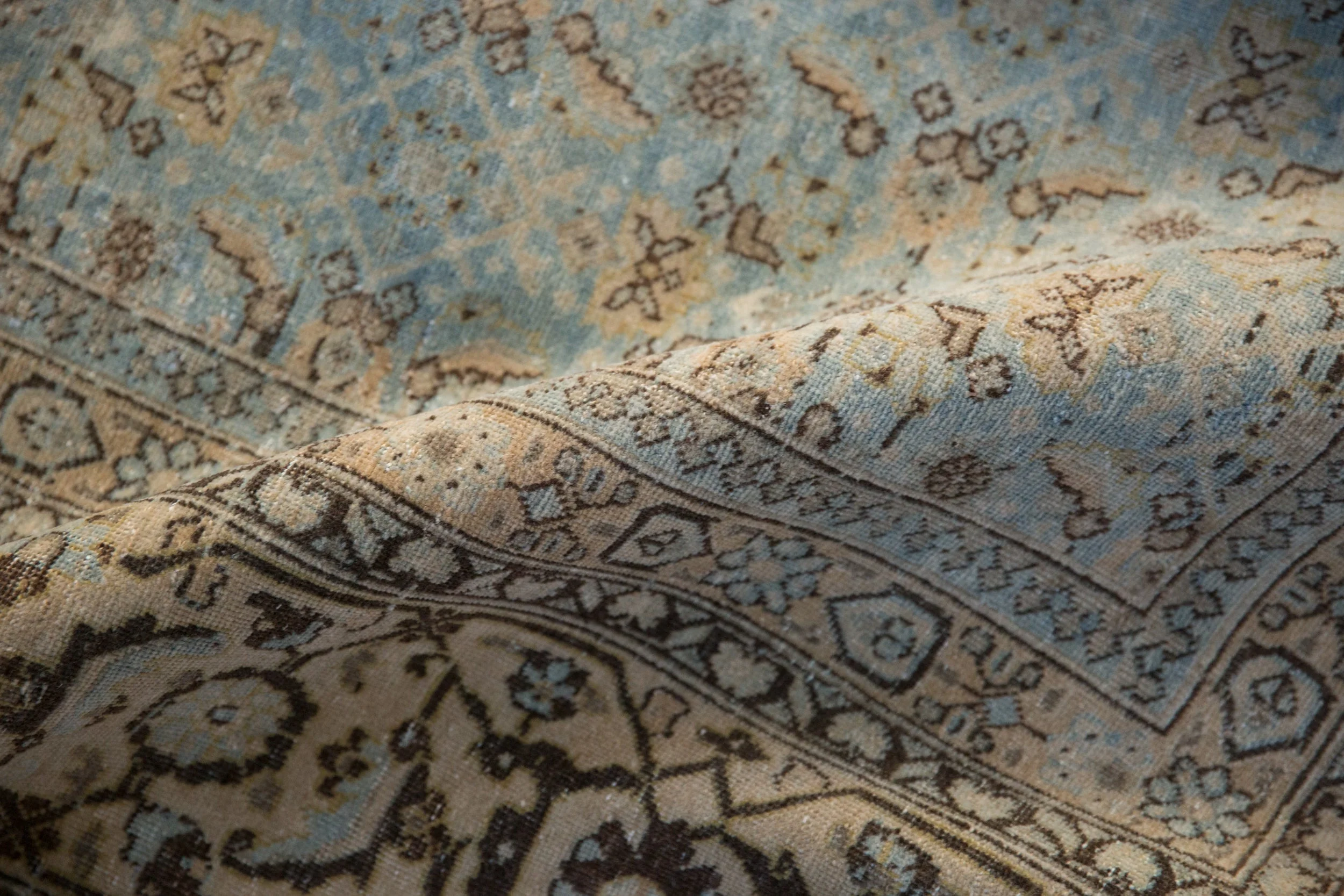 10.5x14 Vintage Distressed Tabriz Carpet - Image 10