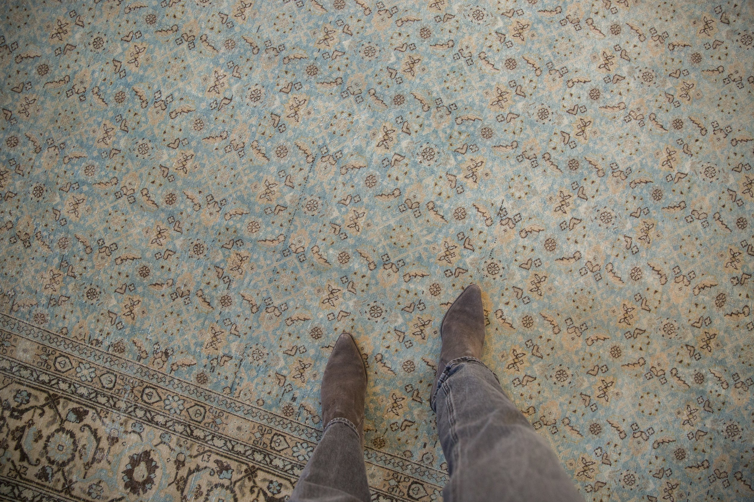 10.5x14 Vintage Distressed Tabriz Carpet - Image 2