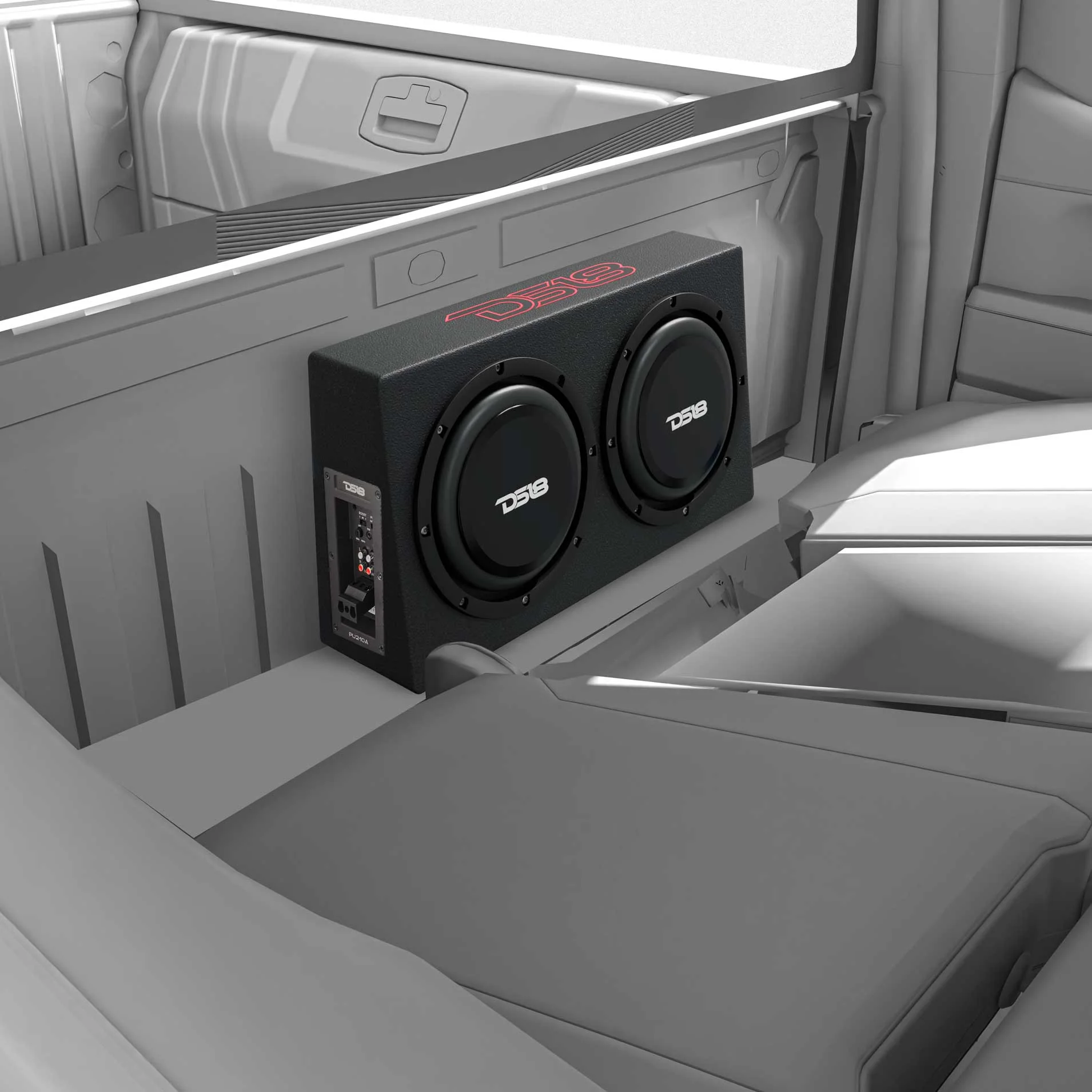 10" Active Subwoofer Shallow Enclosure with 10" Passive Subwoofer For Pickup Trucks - Image 2
