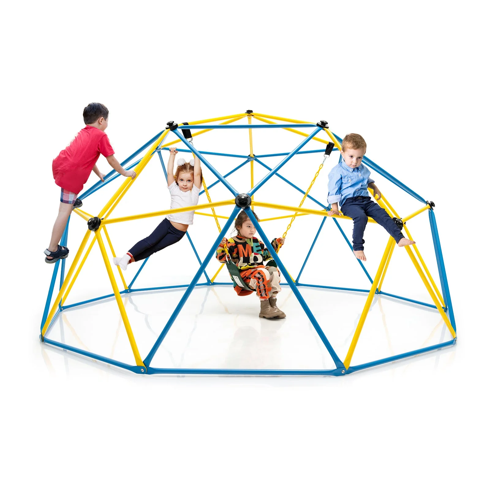 10 Feet Dome Climber with Swing and 800 Lbs Load Capacity-Multicolor - Image 3