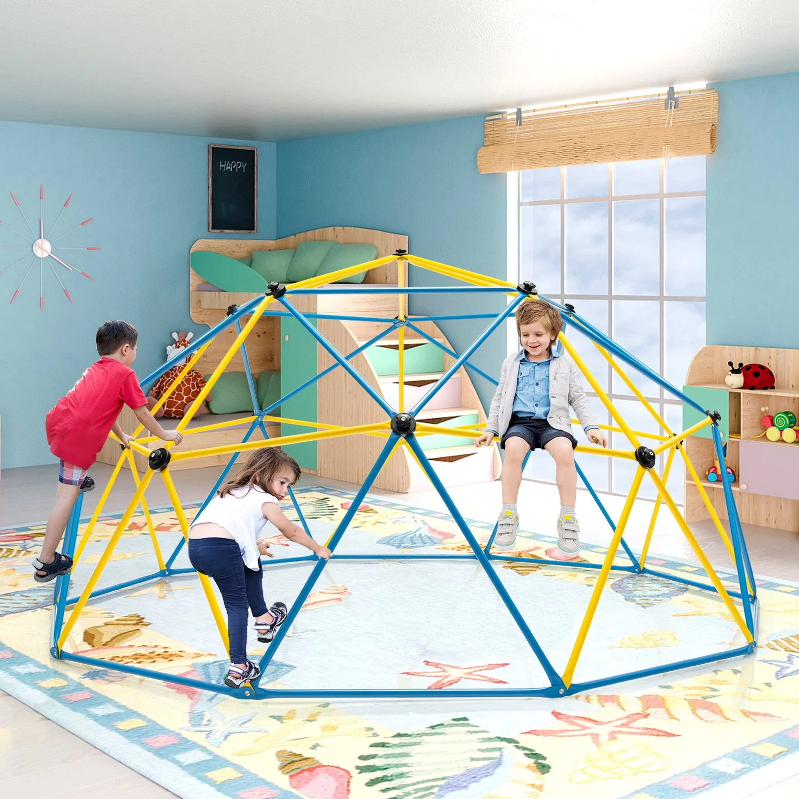 10 Feet Dome Climber with Swing and 800 Lbs Load Capacity-Multicolor - Image 7