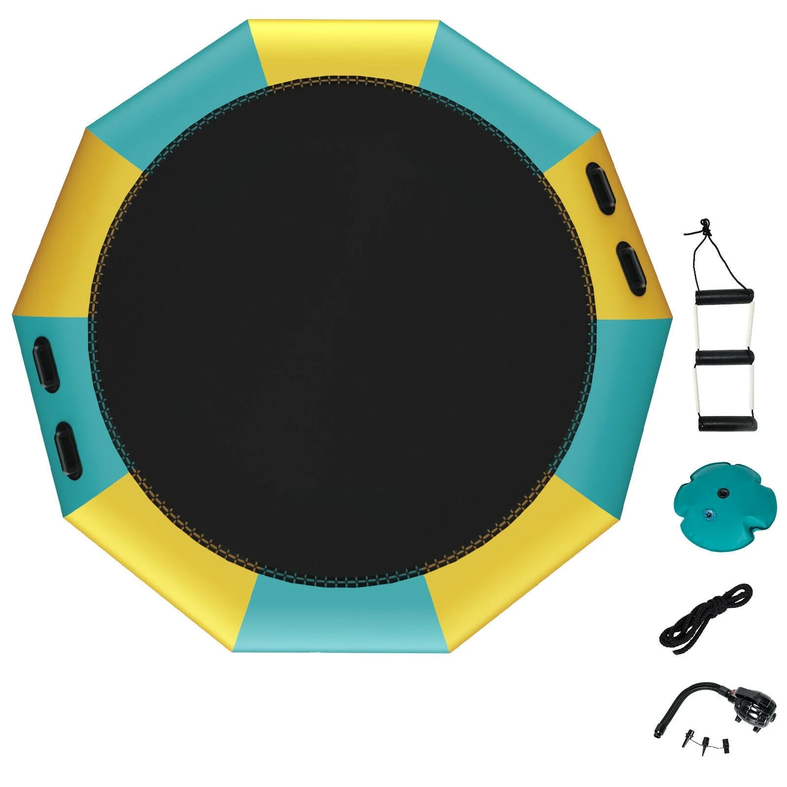 10 Feet Inflatable Splash Padded Water Bouncer Trampoline-Yellow - Image 4