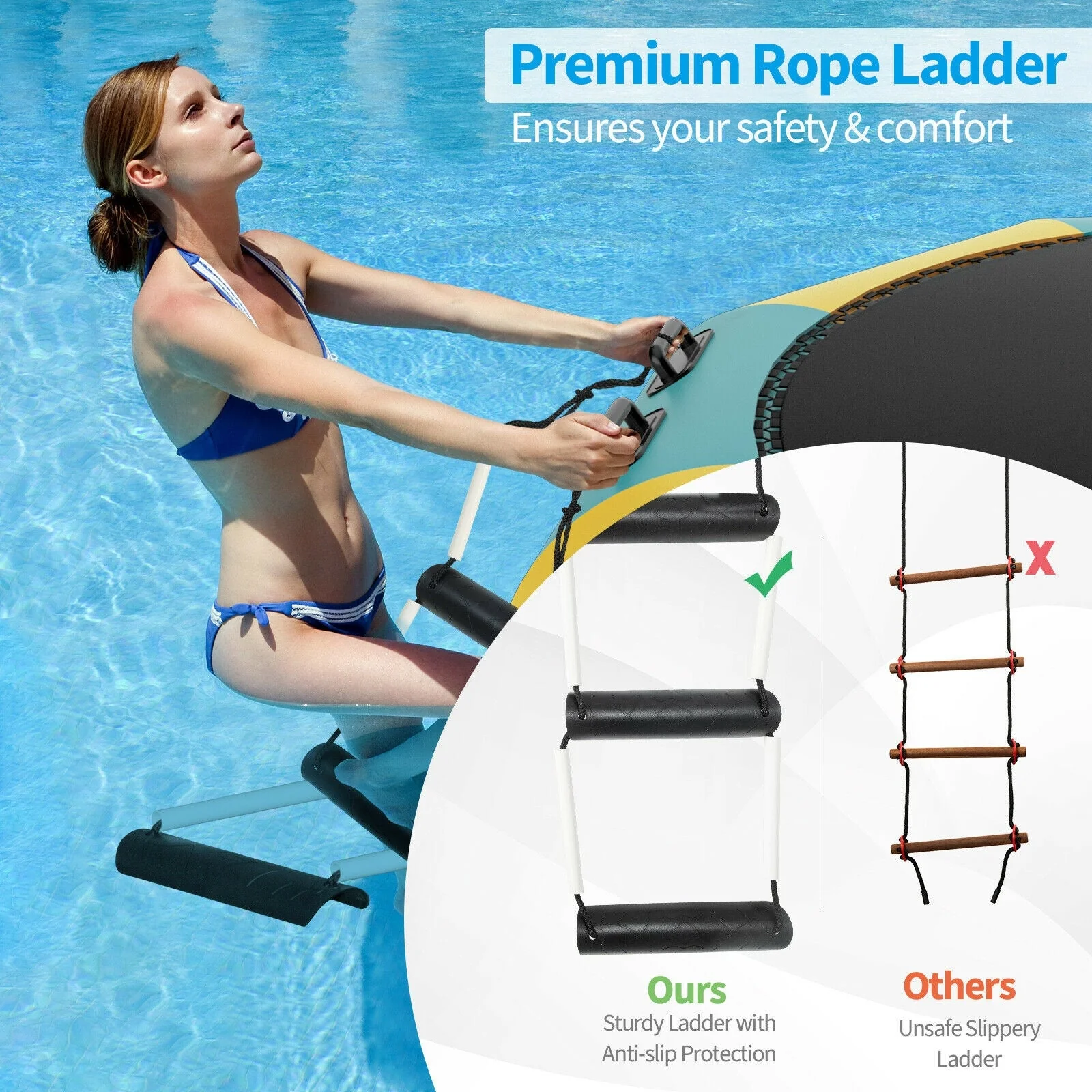 10 Feet Inflatable Splash Padded Water Bouncer Trampoline-Yellow - Image 7