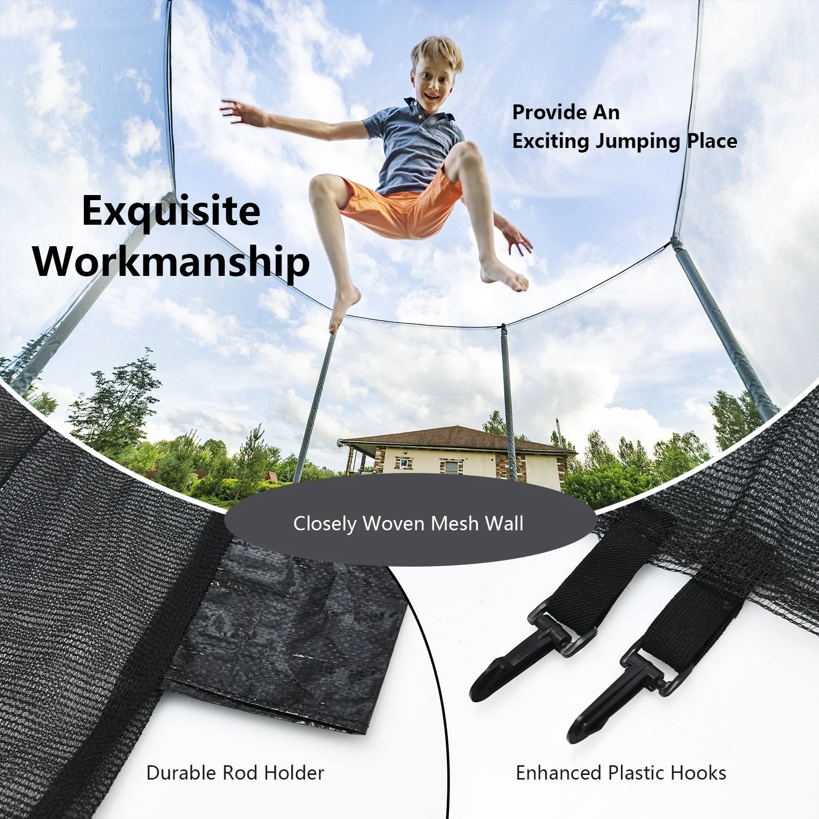 10 Feet Trampoline Safety Replacement Protection Enclosure Net - Image 5