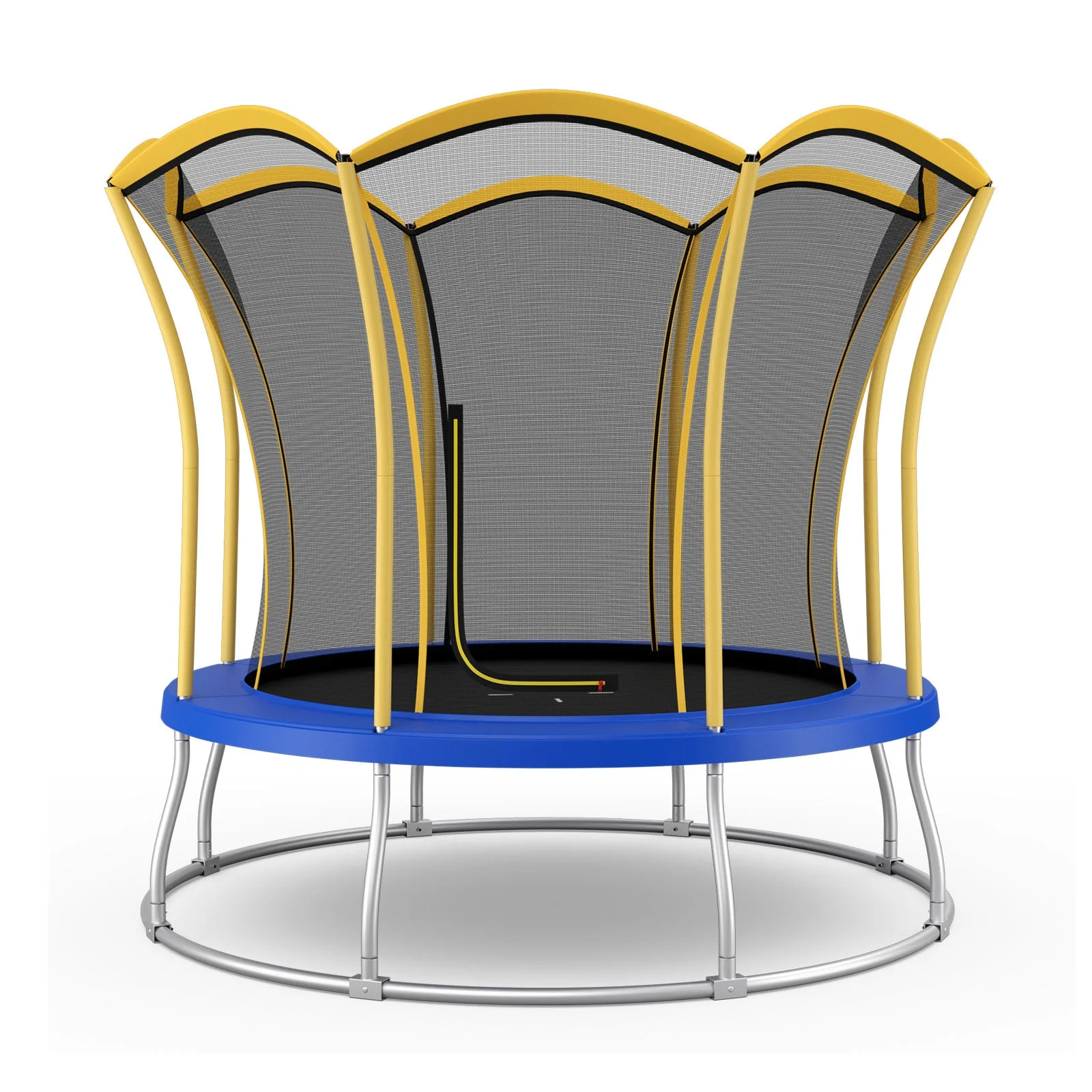 10 Feet Unique Flower Shape Trampoline with Galvanized Steel Frame-Yellow - Image 2