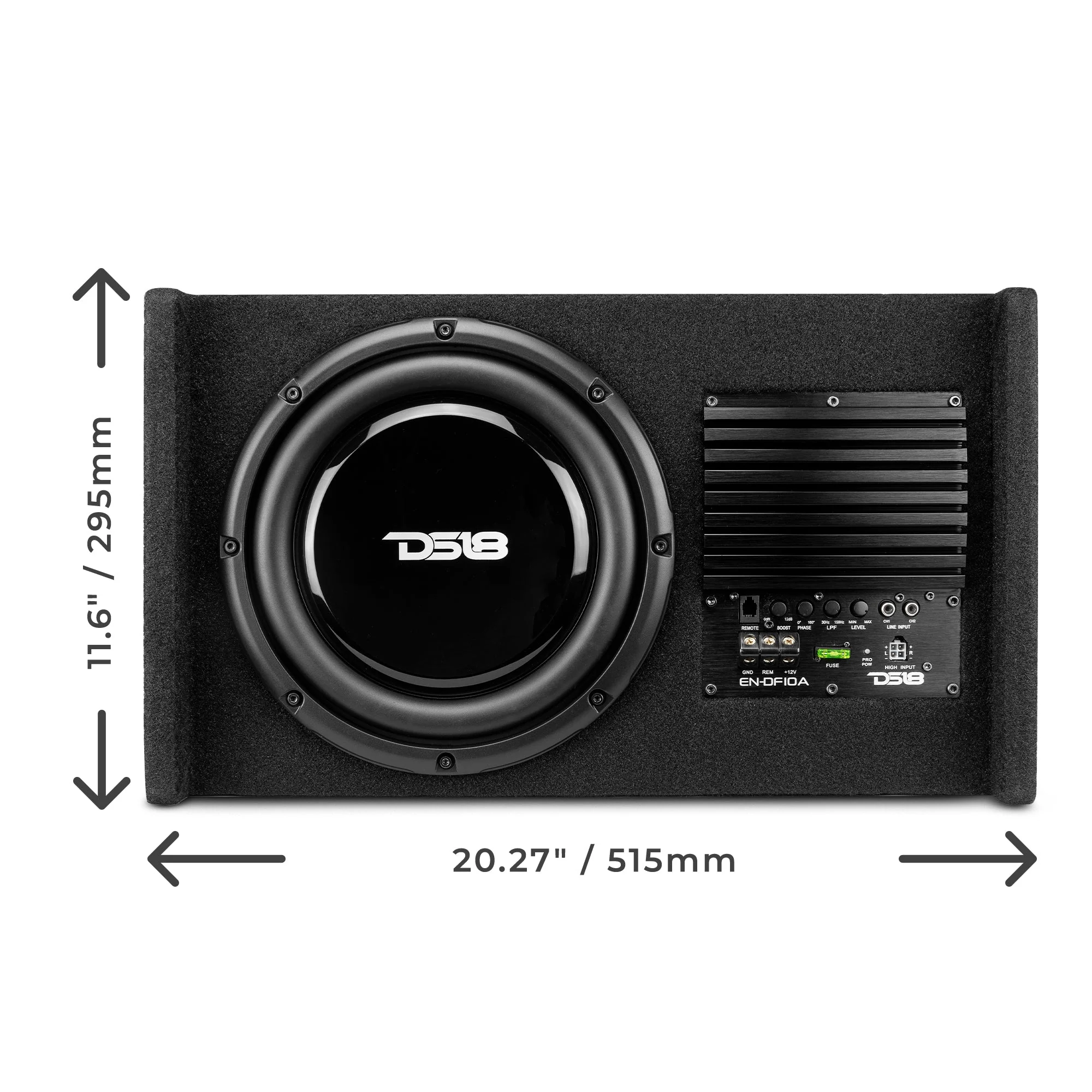 10" Loaded Amplified Shallow Down Fire Subwoofer Enclosure 250 Watts Rms - Image 2