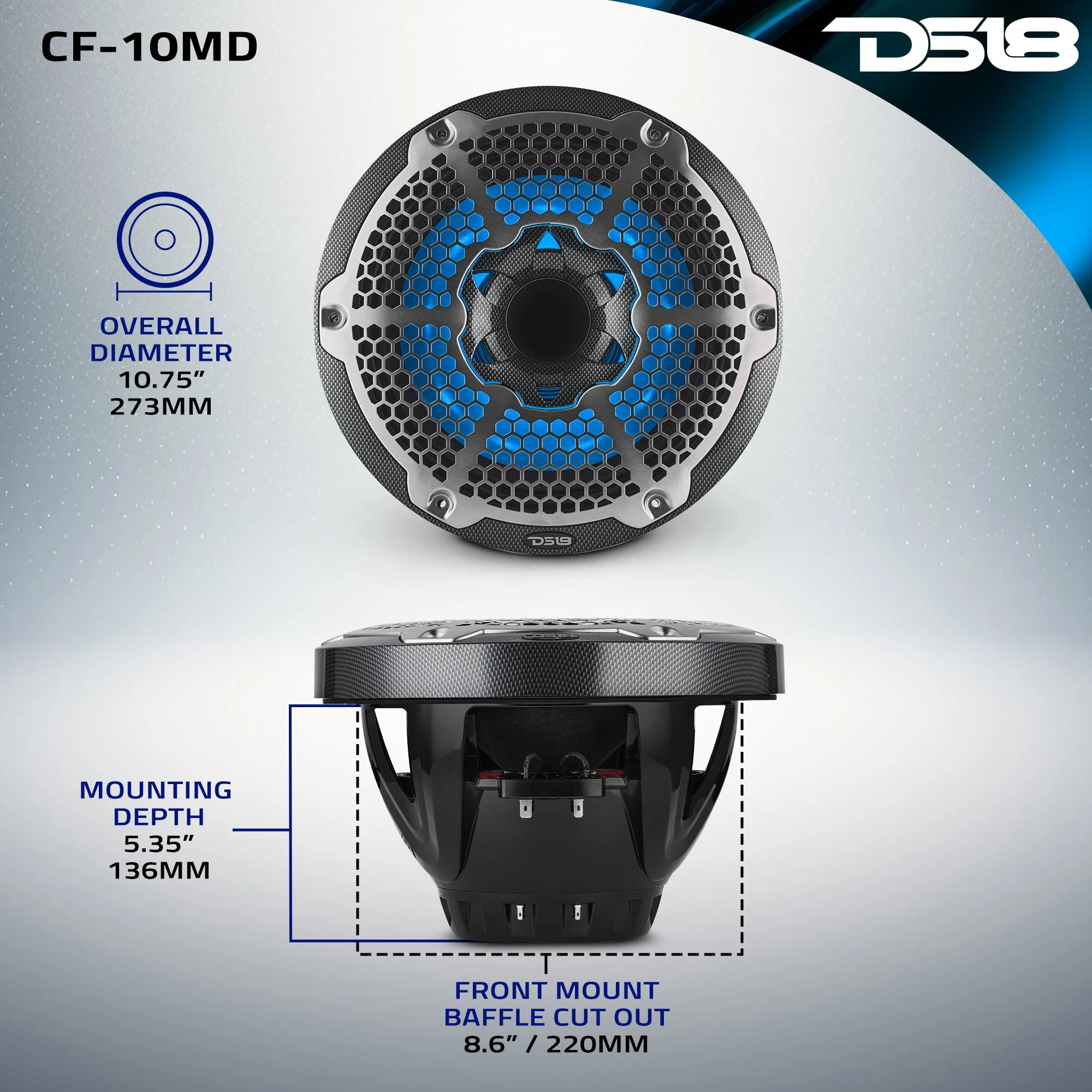 10” Marine 2-Way Hybrid Speaker with RGB LED, Compression Driver and Neodymium Magnet | 450W RMS 4-Ohm - Image 11