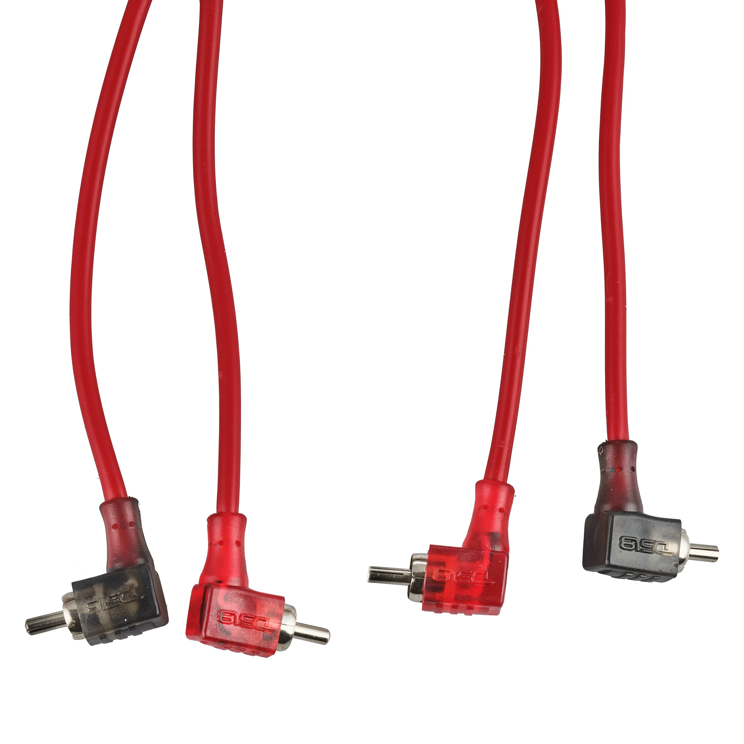 100% OFC Ultra Flex 2-Channel RCA with 90 Degree Ends, Dual Twist Wire, Red Braided Jacket - 3 ft - Image 2