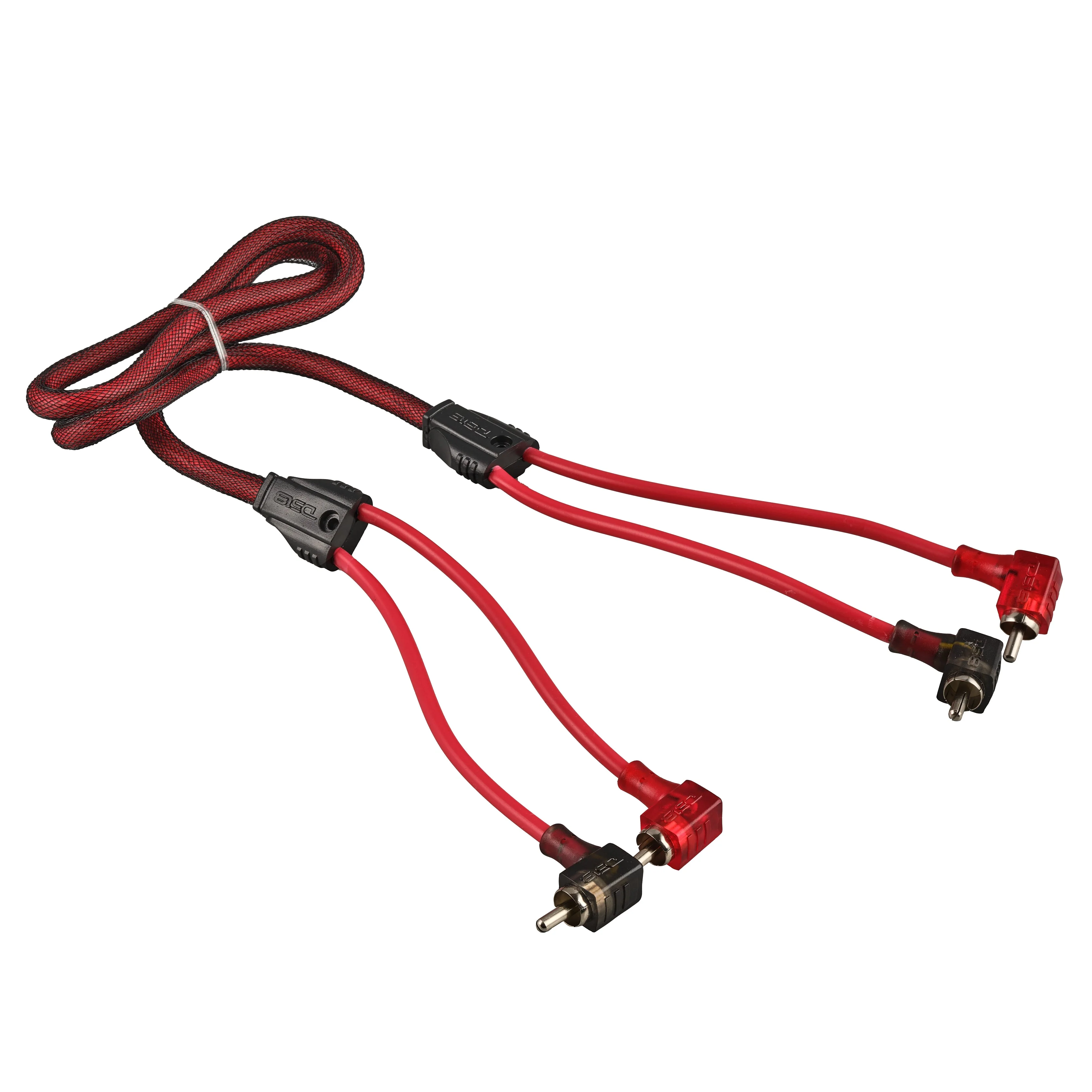 100% OFC Ultra Flex 2-Channel RCA with 90 Degree Ends, Dual Twist Wire, Red Braided Jacket - 3 ft - Image 3