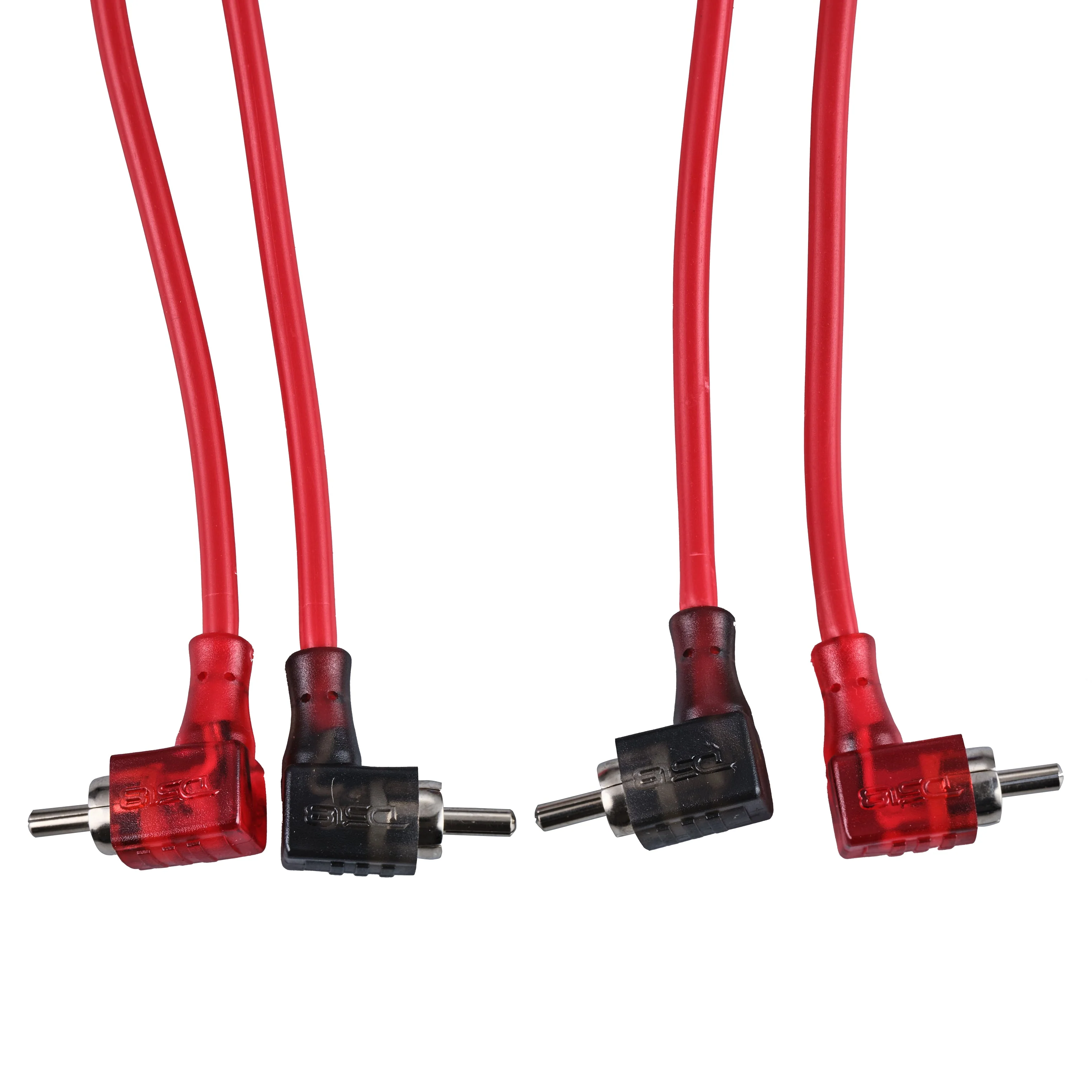 100% OFC Ultra Flex 2-Channel RCA with 90 Degree Ends, Dual Twist Wire, Red Braided Jacket - 6 ft - Image 2