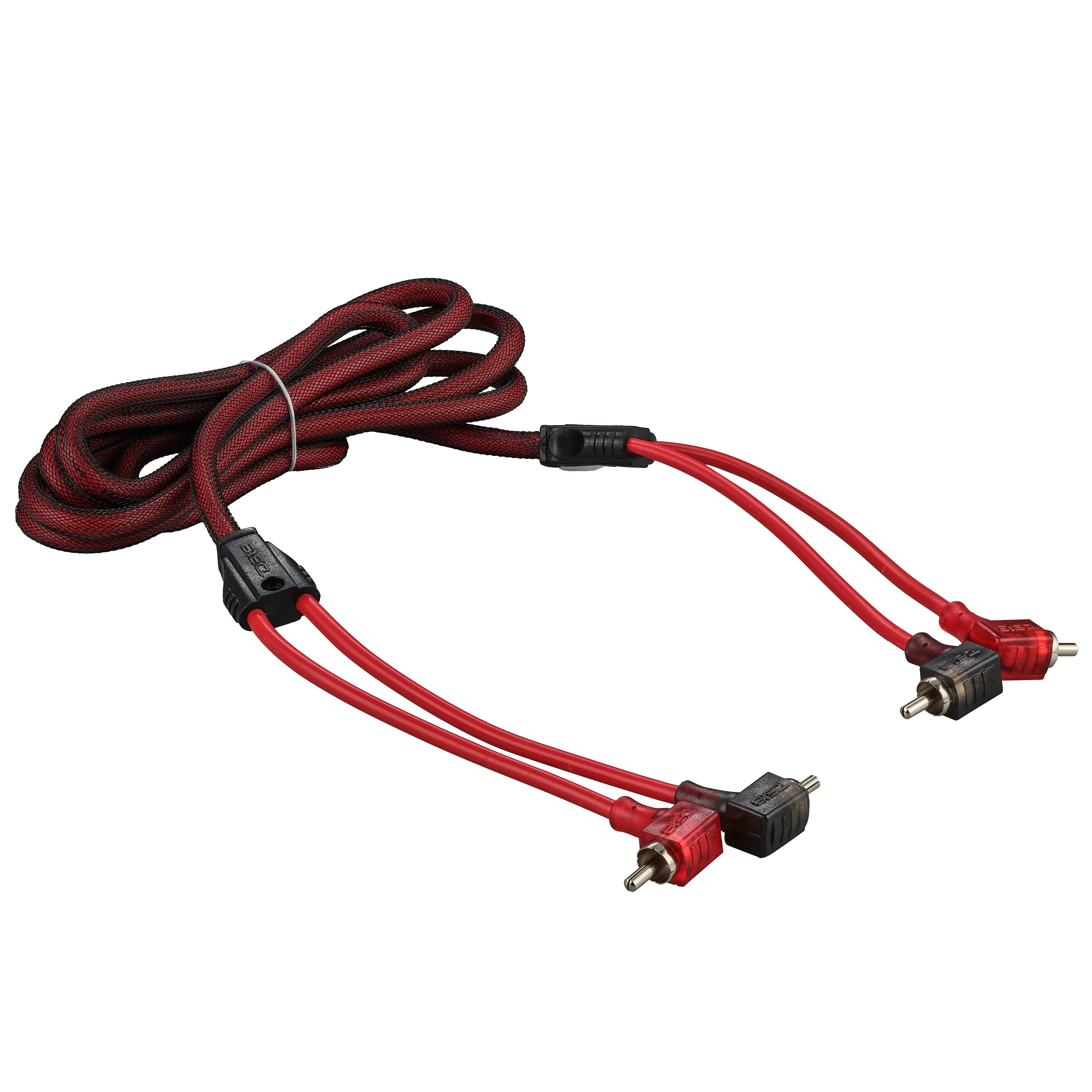 100% OFC Ultra Flex 2-Channel RCA with 90 Degree Ends, Dual Twist Wire, Red Braided Jacket - 6 ft - Image 3