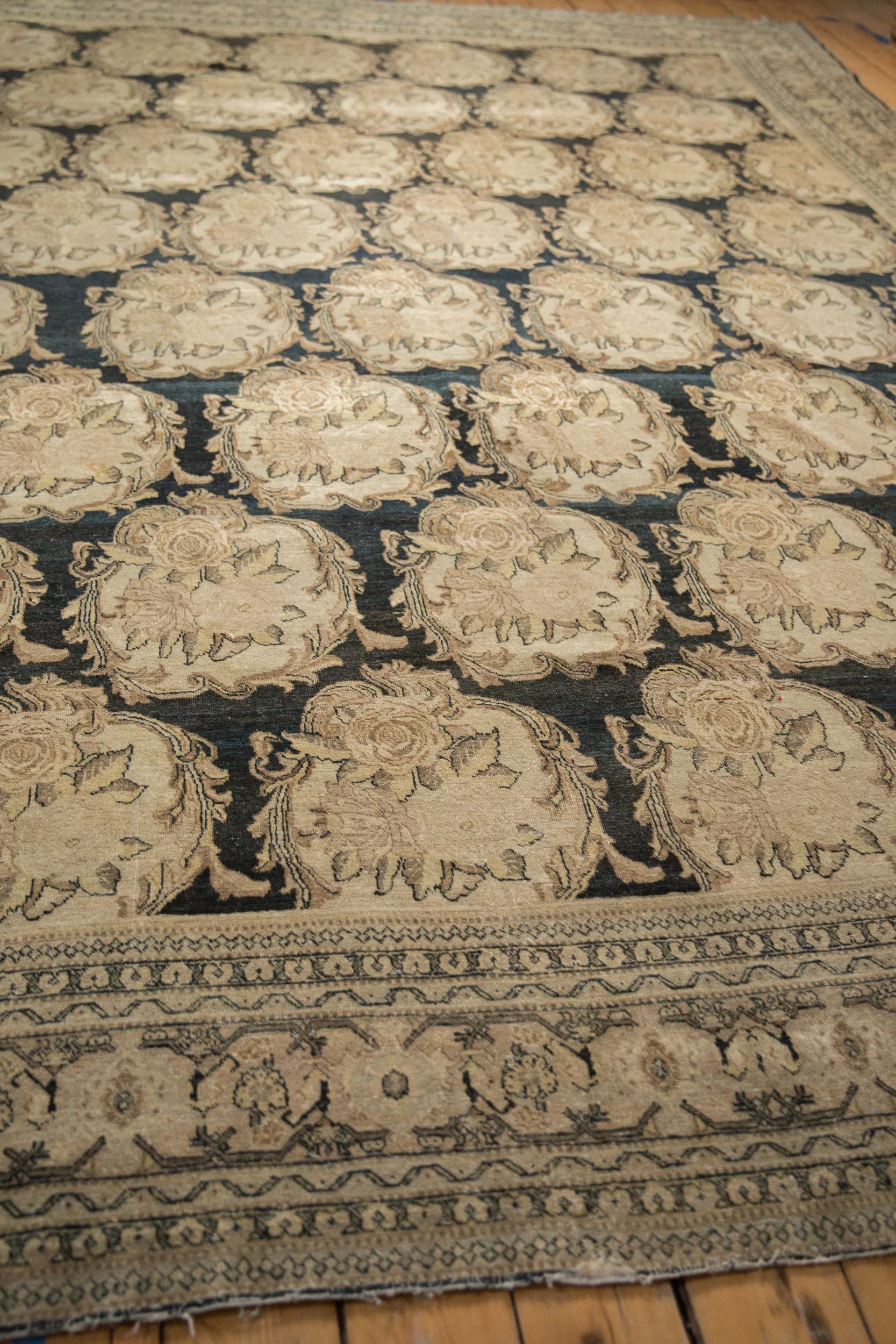 10x13 Antique Distressed Tabriz Carpet - Image 9
