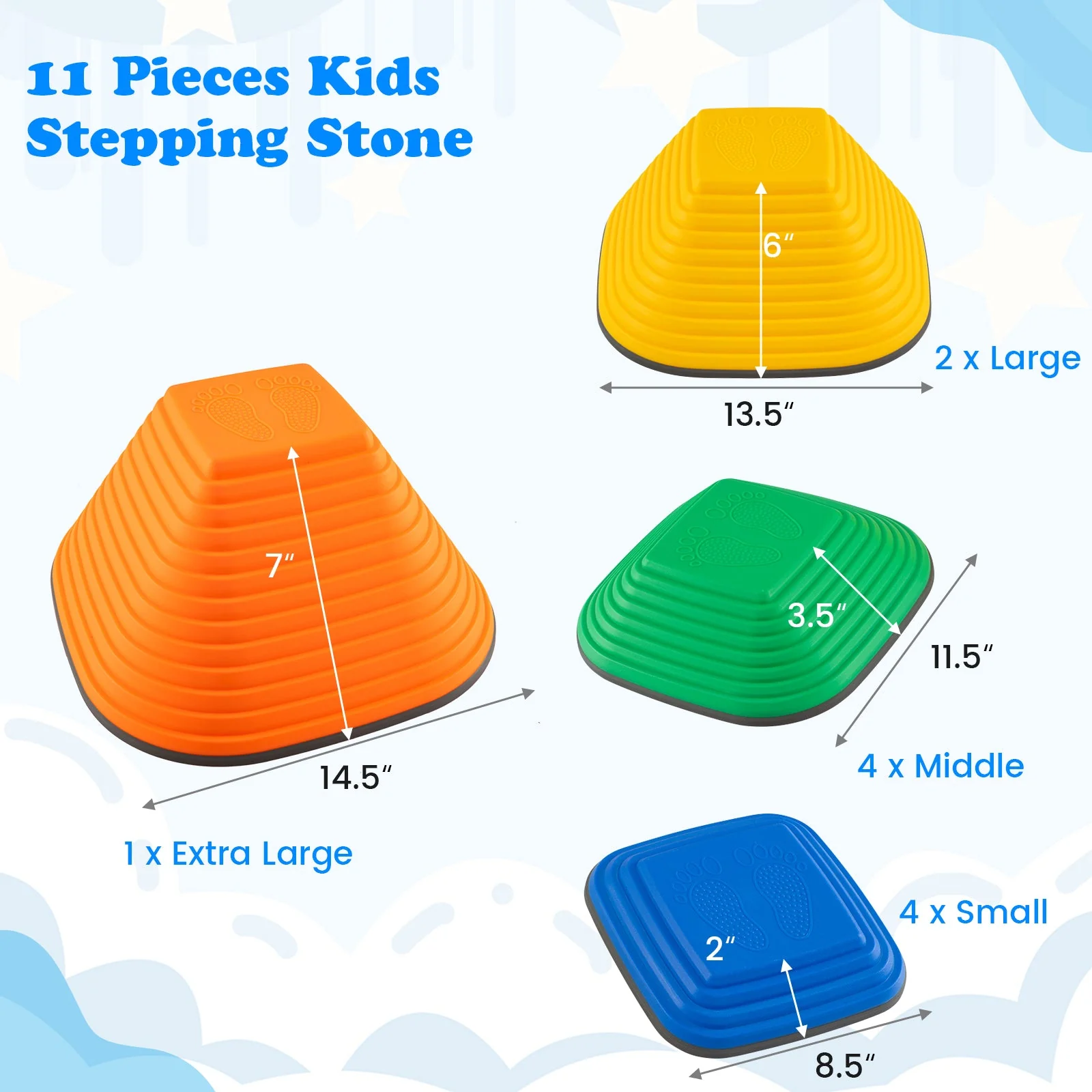 11 Pieces Kids Stepping Stone Square Stackable Indoor Outdoor-Multicolor - Image 3
