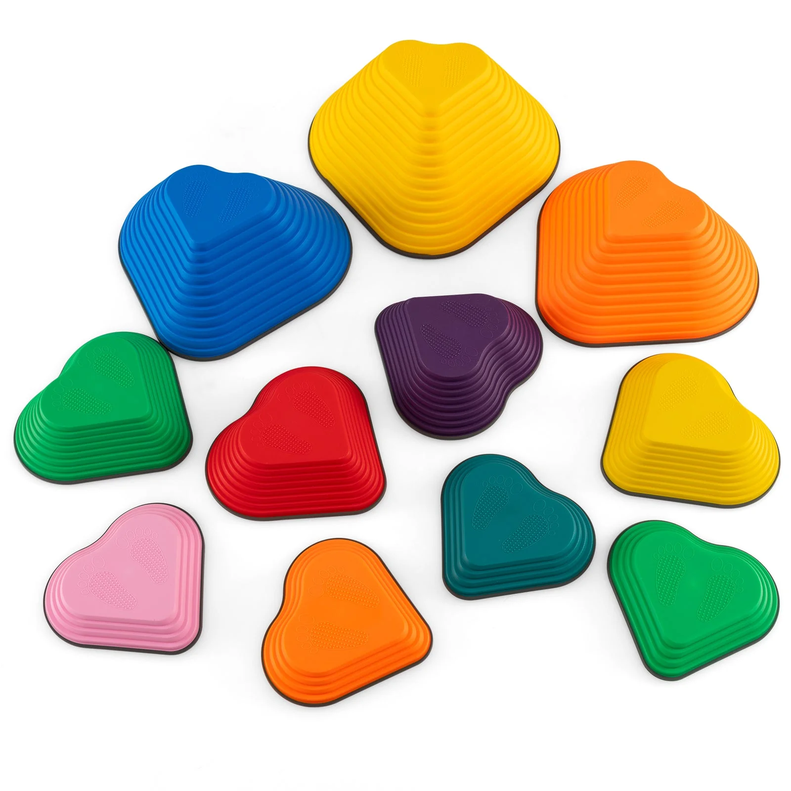 11 Pieces Kids Stepping Stones Stackable Balance Blocks Indoor Outdoor-Multicolor - Image 2