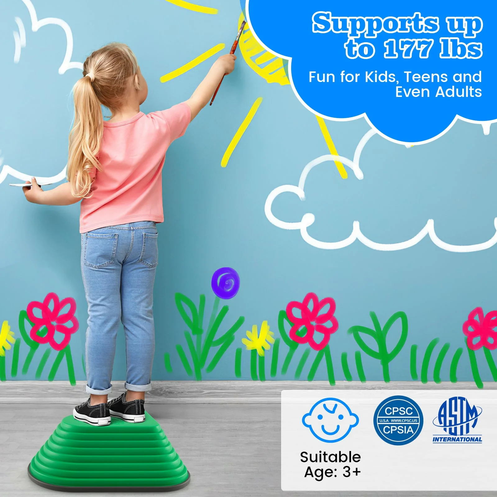 11 Pieces Kids Stepping Stones Stackable Balance Blocks Indoor Outdoor-Multicolor - Image 4