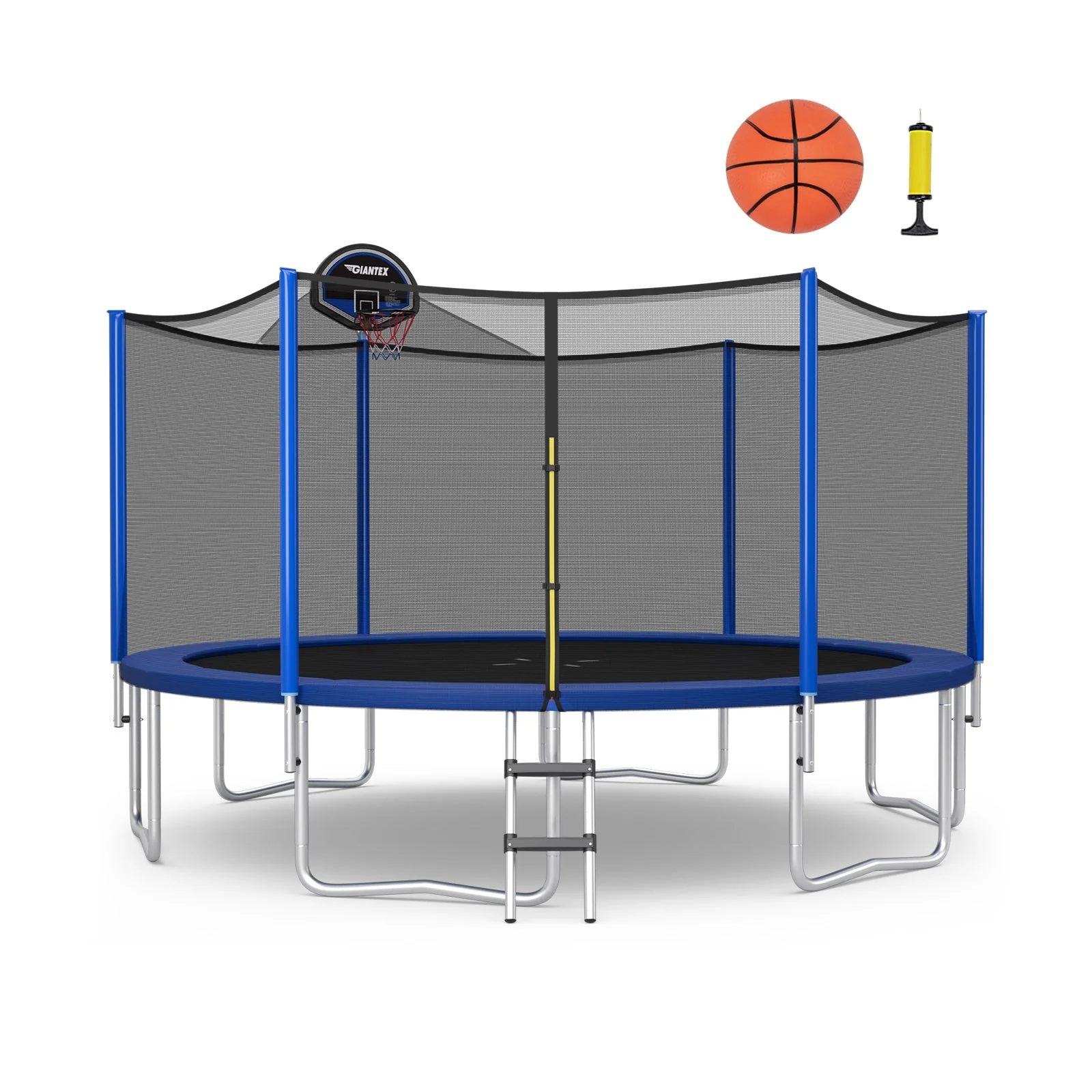12/14/15/16 Feet Outdoor Recreational Trampoline with Enclosure Net-14 ft - Image 2