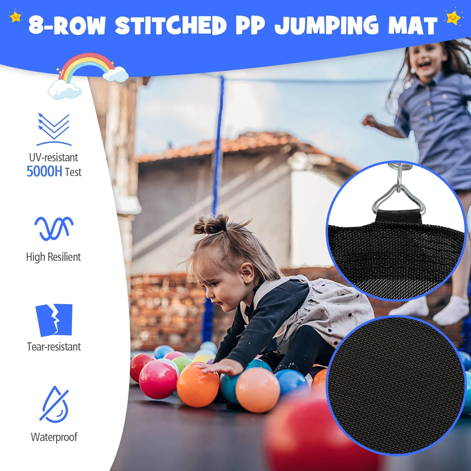 12/14/15/16 Feet Outdoor Recreational Trampoline with Enclosure Net-14 ft - Image 3
