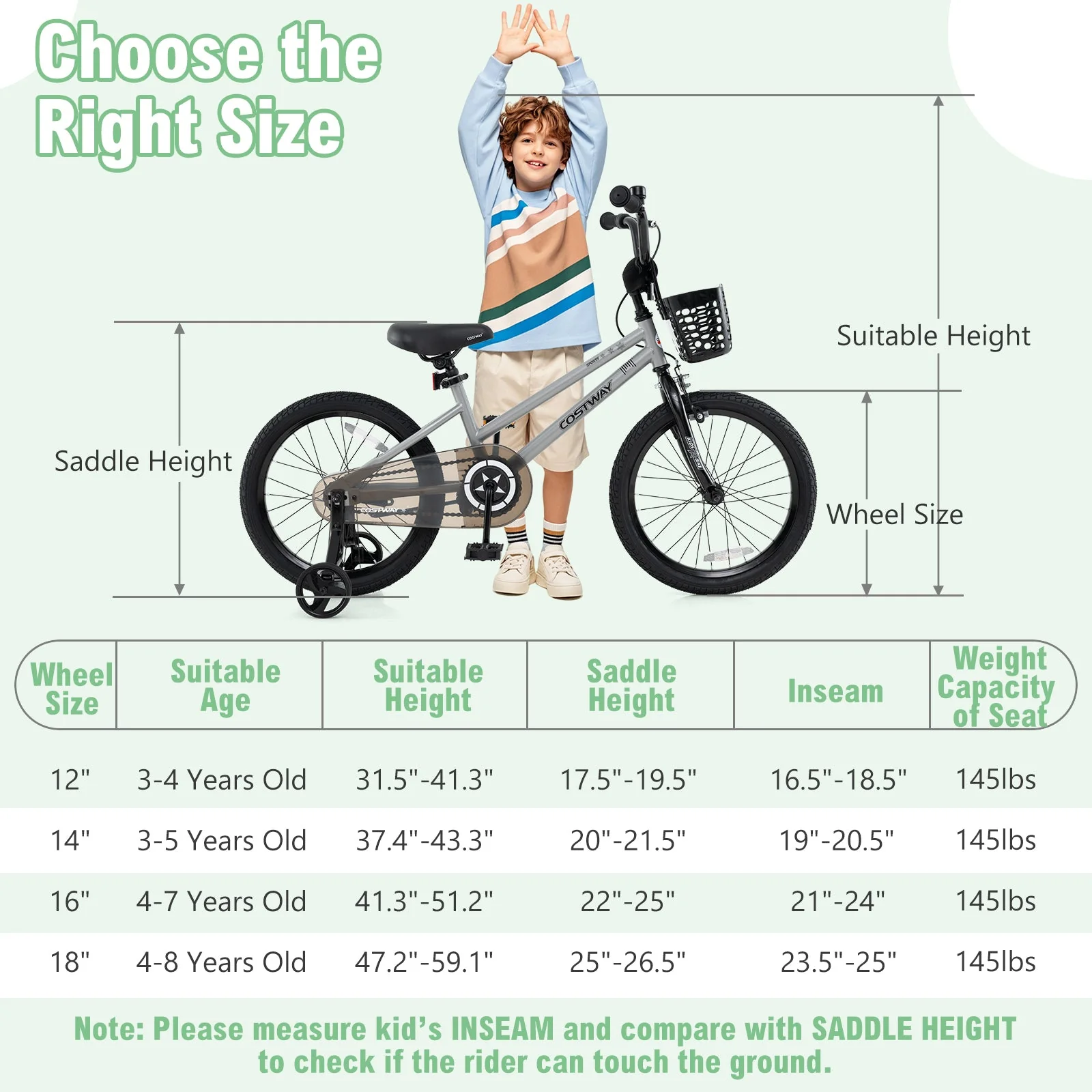 12/14/18 Inch Kids Bike Adjustable with Transparent Chain Cover for 3-8 Years Old-16 inches - Image 4