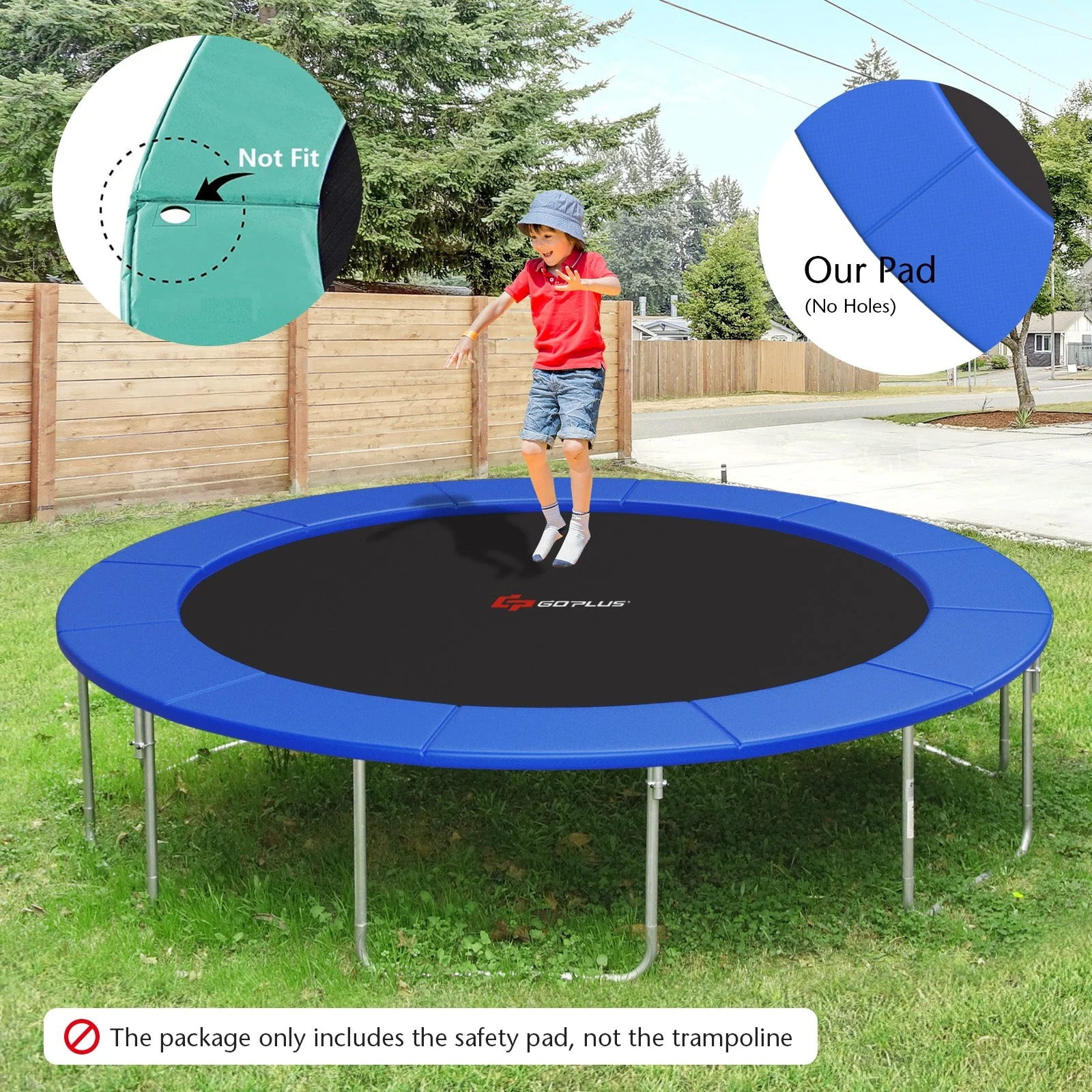 12 Feet Waterproof and Tear-Resistant Universal Trampoline Safety Pad Spring Cover-Blue - Image 6