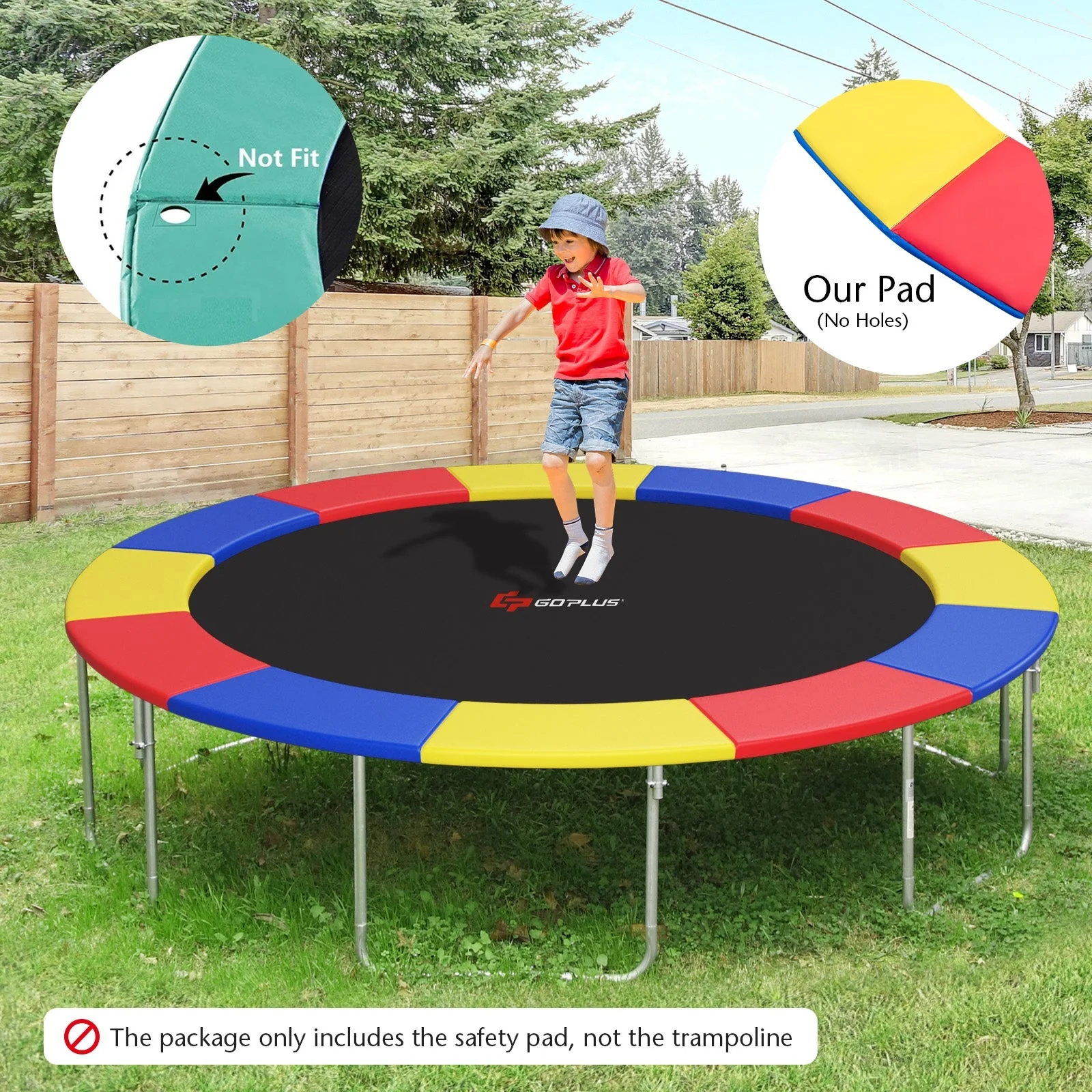 12 Feet Waterproof and Tear-Resistant Universal Trampoline Safety Pad Spring Cover-Multicolor - Image 2