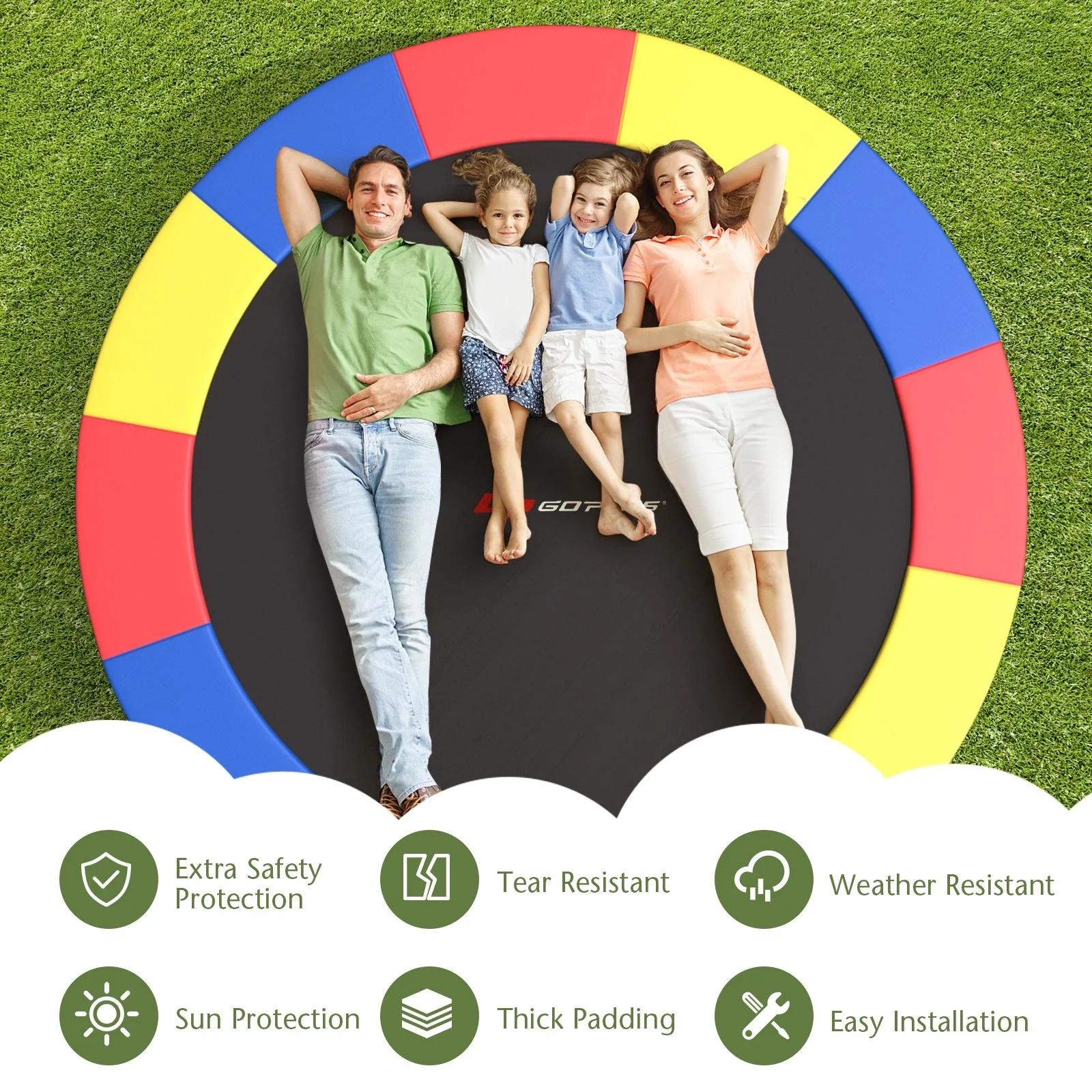 12 Feet Waterproof and Tear-Resistant Universal Trampoline Safety Pad Spring Cover-Multicolor - Image 7