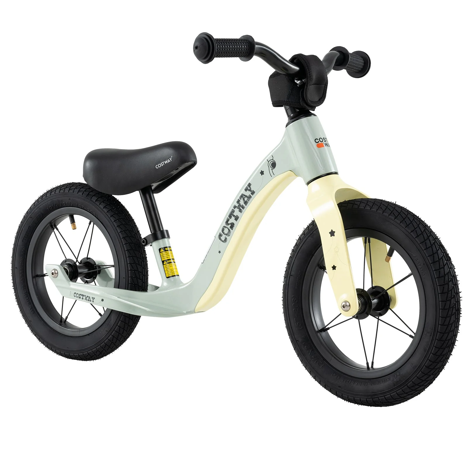 12-Inch Balance Bike with Adjustable Seat and Rotatable Handlebar for Over 36 Months Old-Green - Image 2