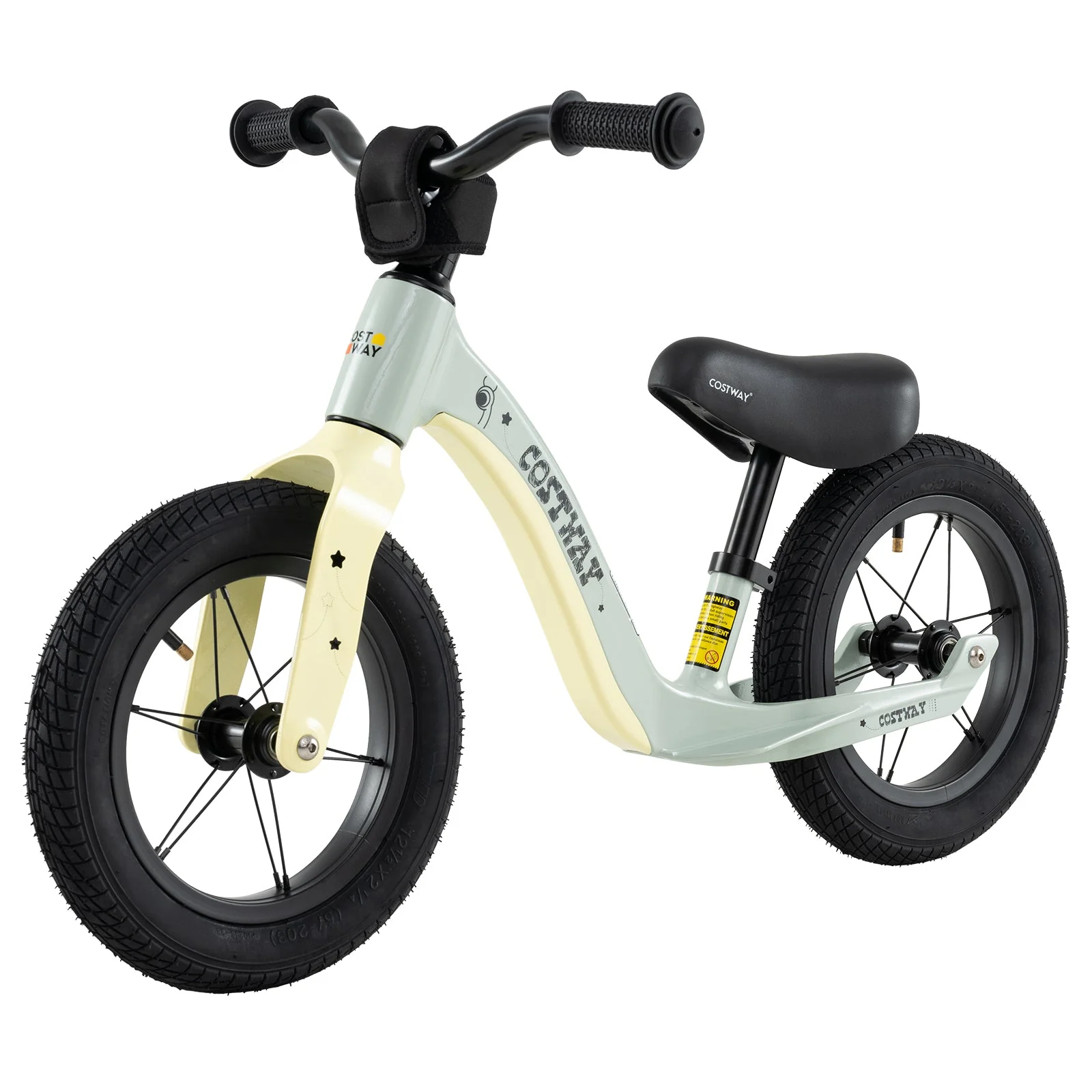 12-Inch Balance Bike with Adjustable Seat and Rotatable Handlebar for Over 36 Months Old-Green - Image 3