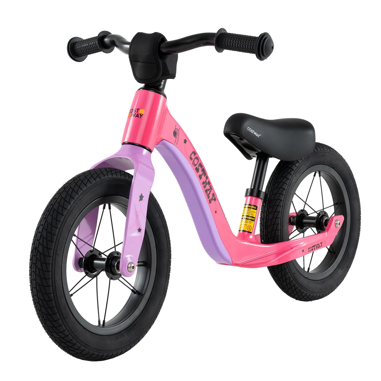 12-Inch Balance Bike with Adjustable Seat and Rotatable Handlebar for Over 36 Months Old-Pink - Image 3