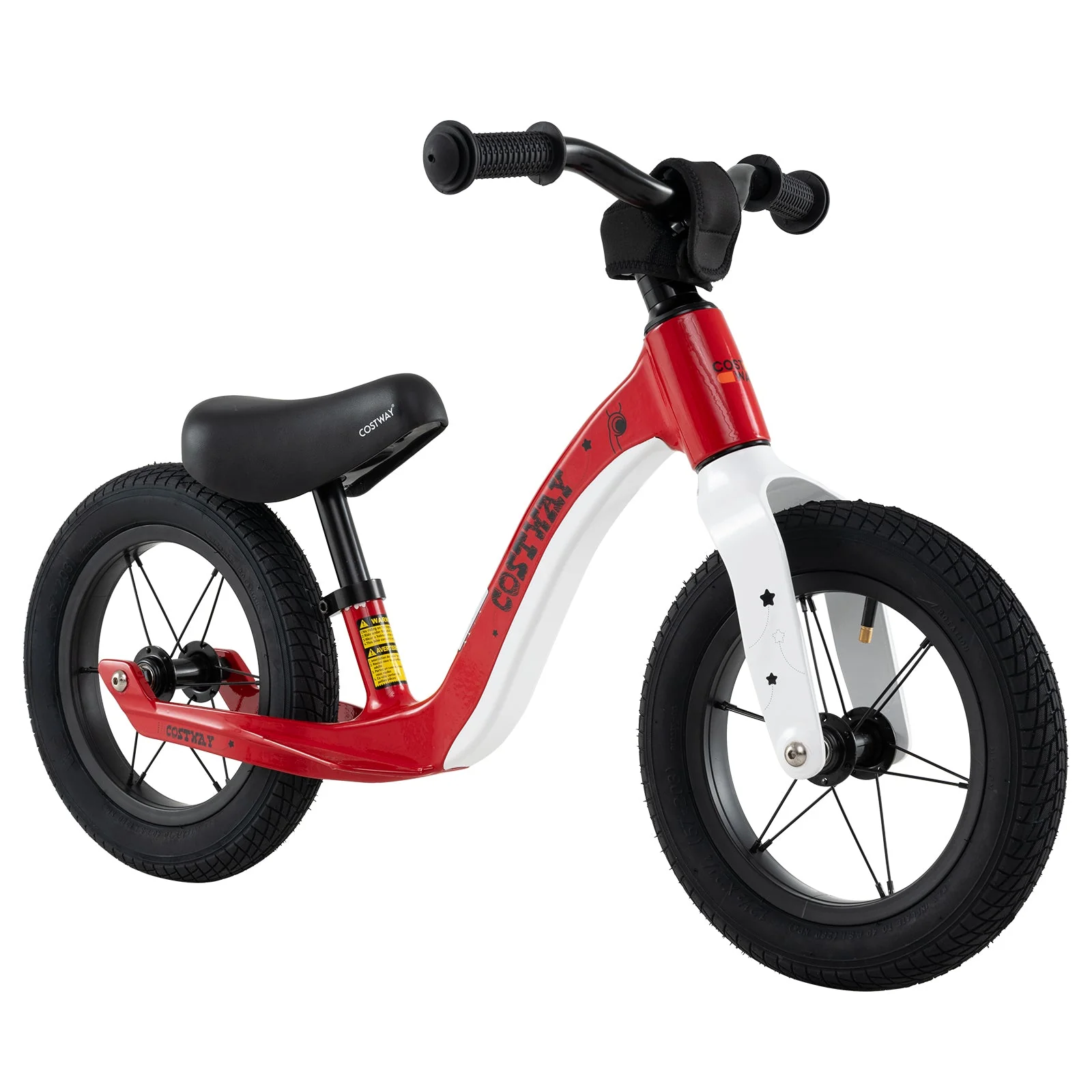 12-Inch Balance Bike with Adjustable Seat and Rotatable Handlebar for Over 36 Months Old-Red - Image 2