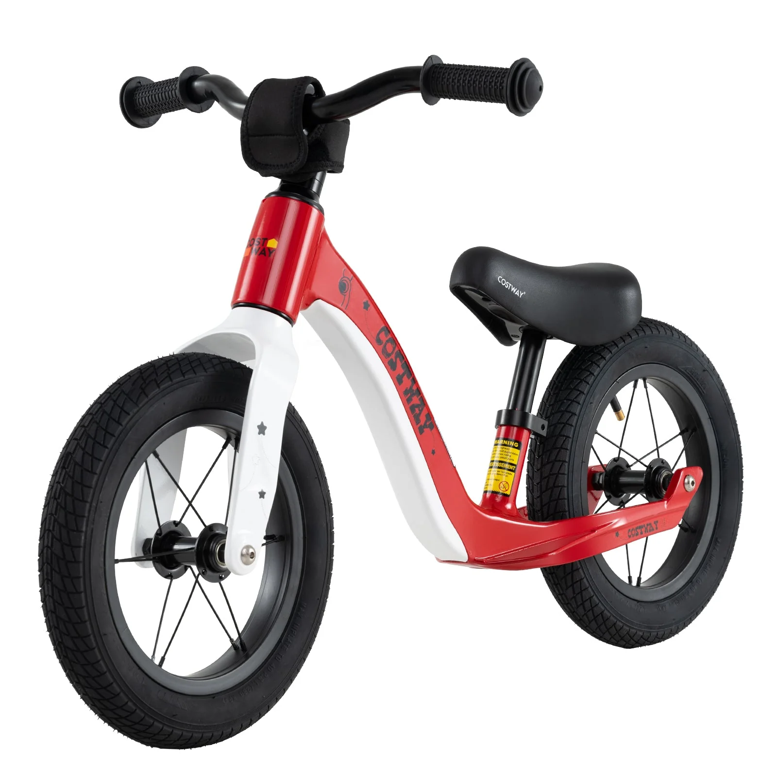 12-Inch Balance Bike with Adjustable Seat and Rotatable Handlebar for Over 36 Months Old-Red - Image 3
