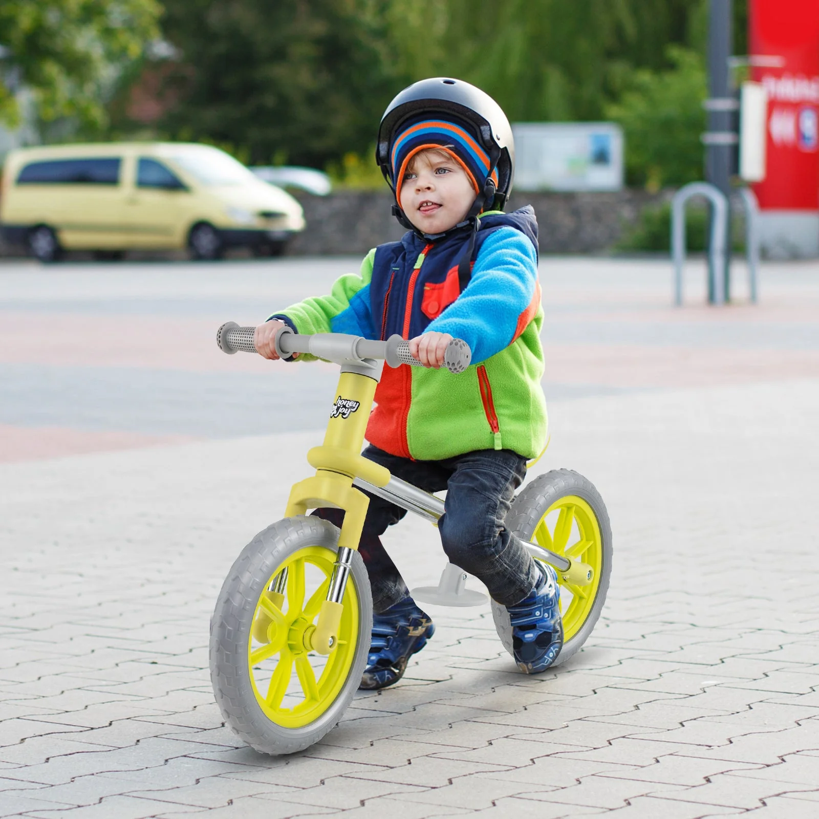 12 Inch Balance Bike with Adjustable Seat and Rotatable Handlebar-Green - Image 2