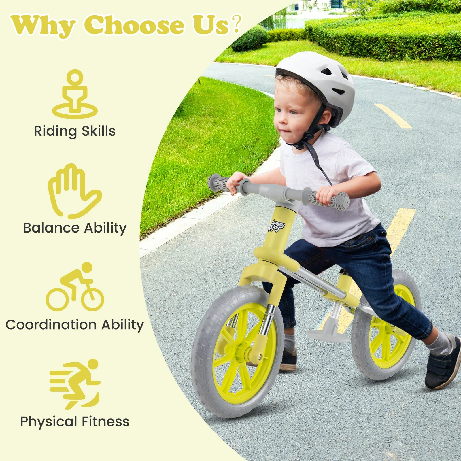 12 Inch Balance Bike with Adjustable Seat and Rotatable Handlebar-Green - Image 5