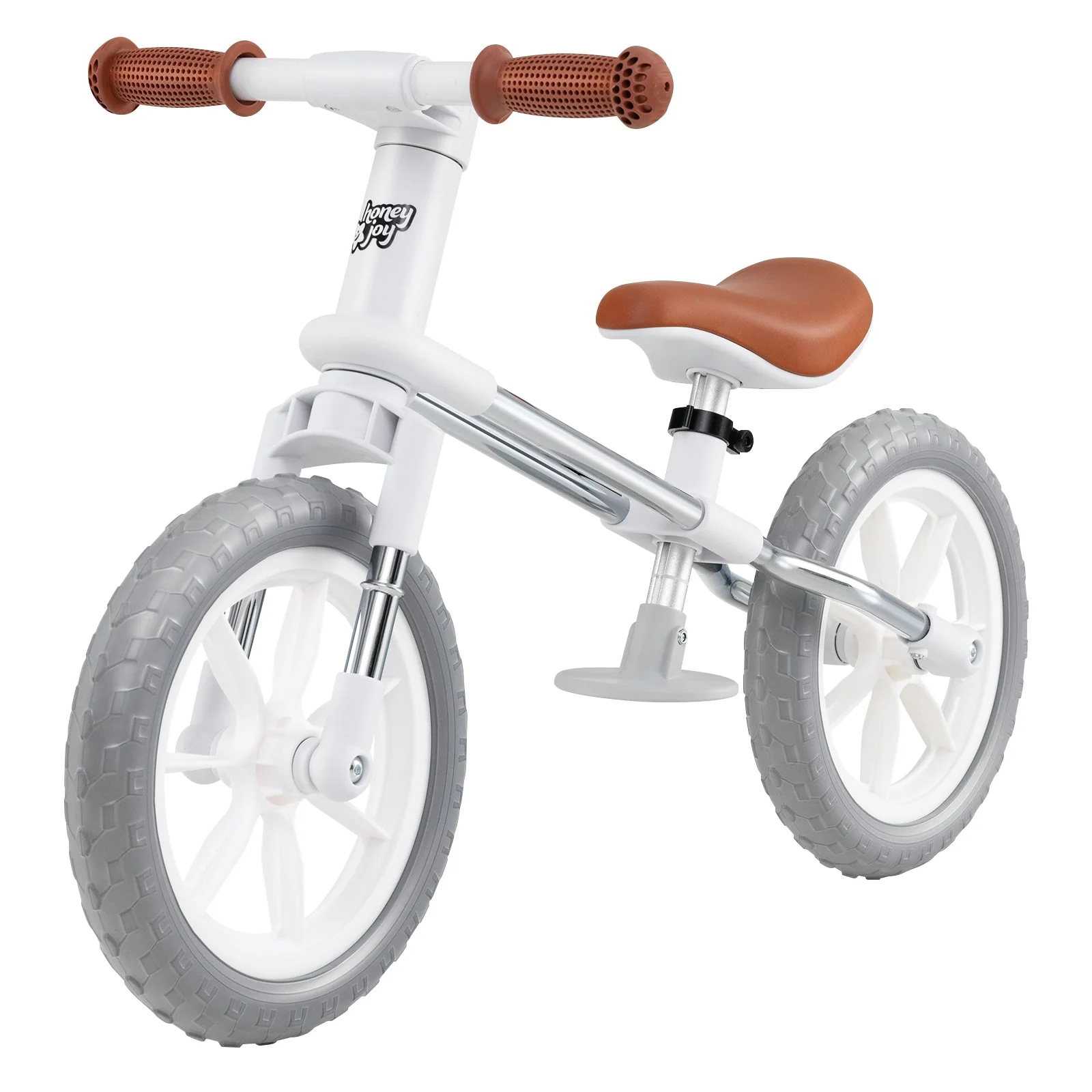 12 Inch Balance Bike with Adjustable Seat and Rotatable Handlebar-White - Image 3