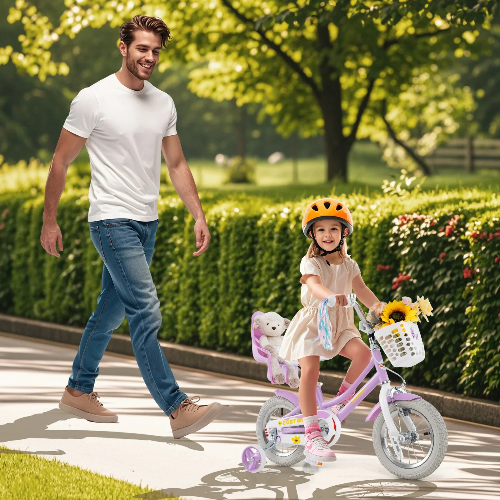12 Inch Girls Bike Kids Bicycle with Doll Seat and Streamers for Children 3-4 Years Old - Image 2