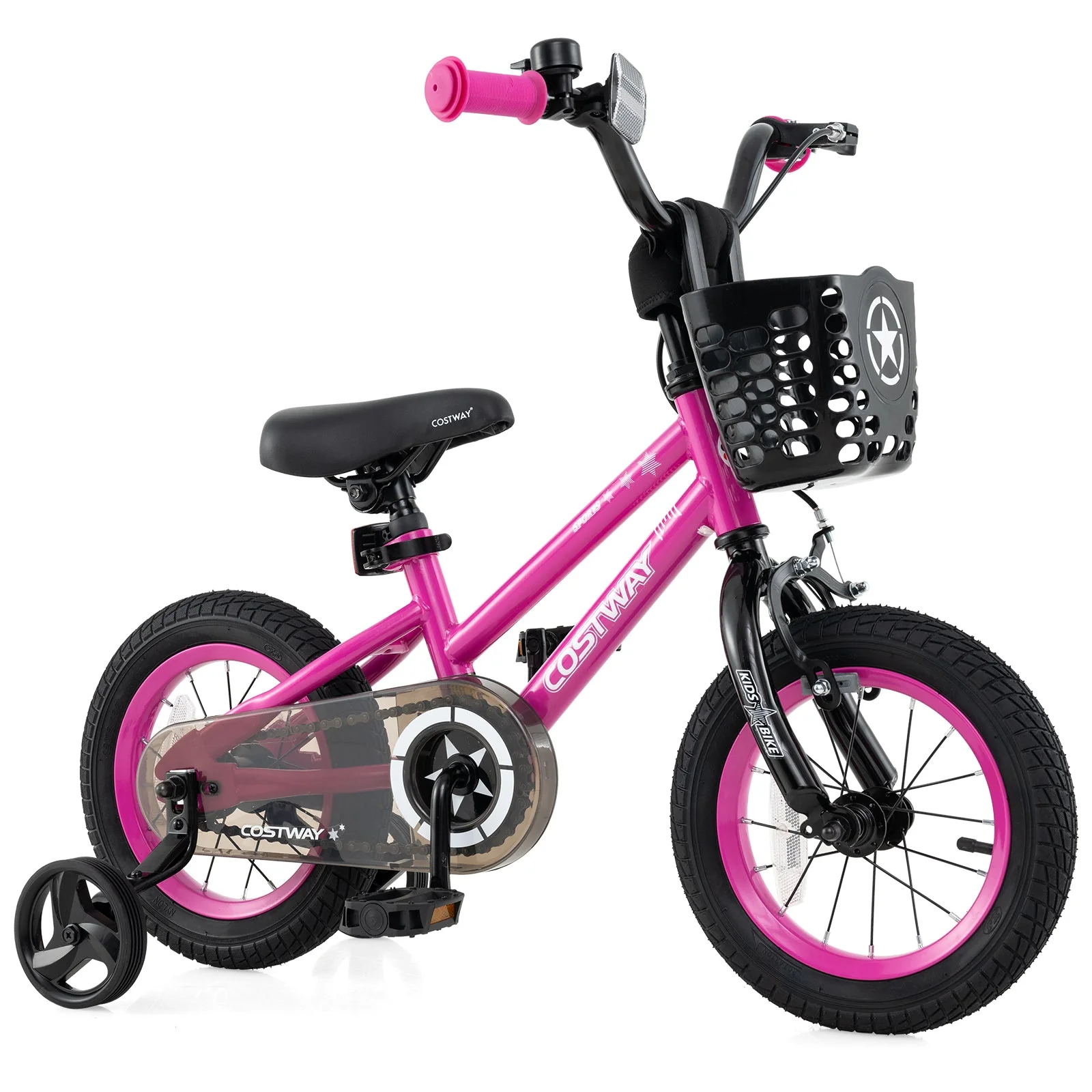 12 Inch Kids Bike Adjustable Bicycle with Front Basket for Children Aged 3-4 Years Old - Image 3
