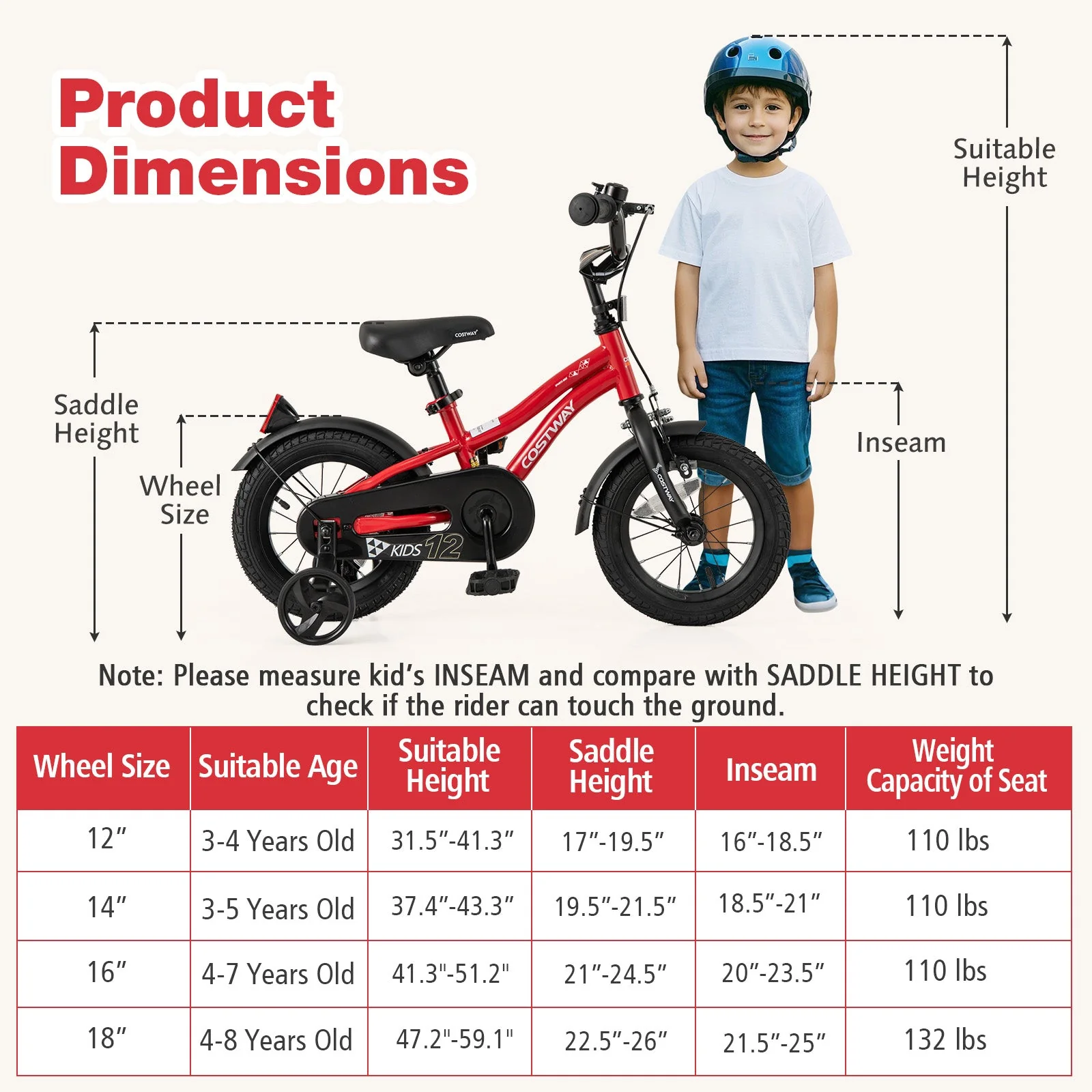 12 Inch Kids Bike Adjustable Bicycle with Reflectors and Bell for 3-4 Years Old - Image 4