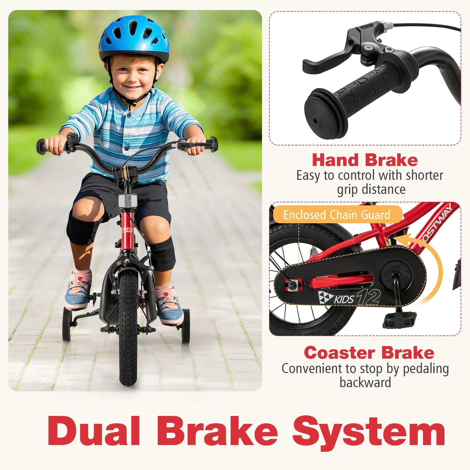 12 Inch Kids Bike Adjustable Bicycle with Reflectors and Bell for 3-4 Years Old - Image 5