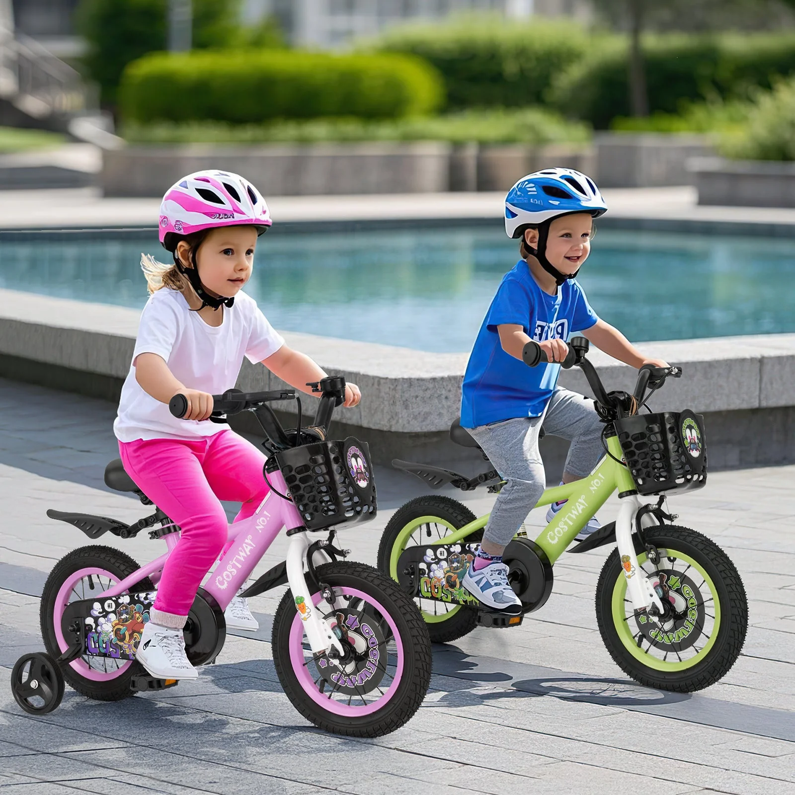 12 Inch Kids Bike Adjustable with Detachable Training Wheels for 3-4 Years Old-12 inches - Image 2