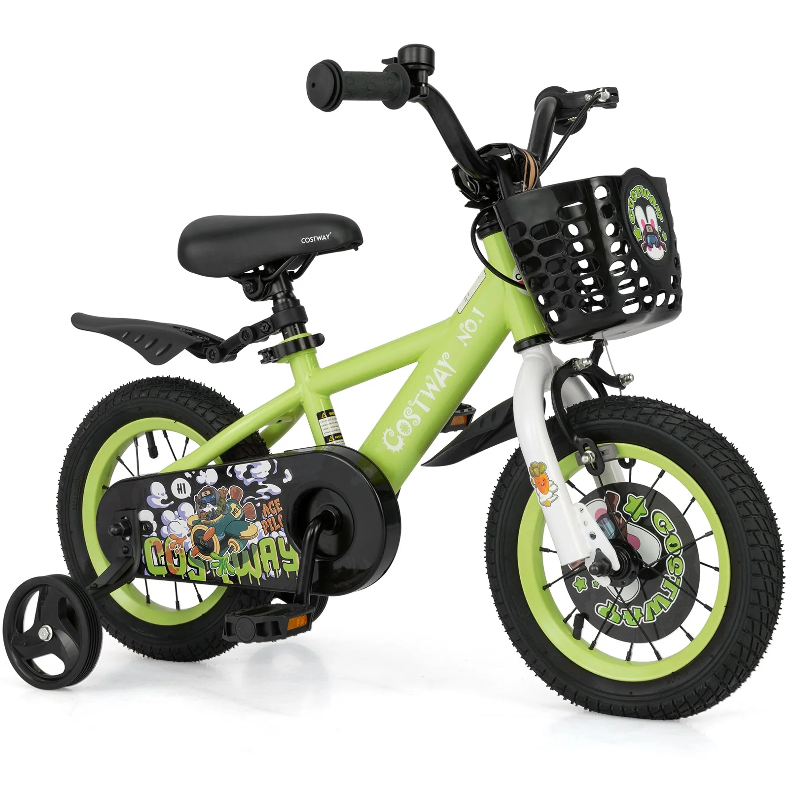 12 Inch Kids Bike Adjustable with Detachable Training Wheels for 3-4 Years Old-12 inches - Image 3