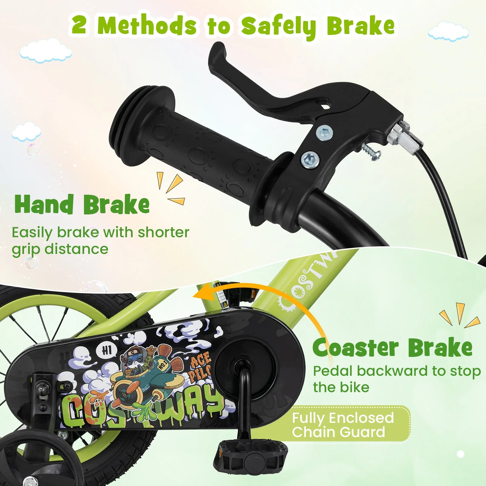 12 Inch Kids Bike Adjustable with Detachable Training Wheels for 3-4 Years Old-12 inches - Image 7