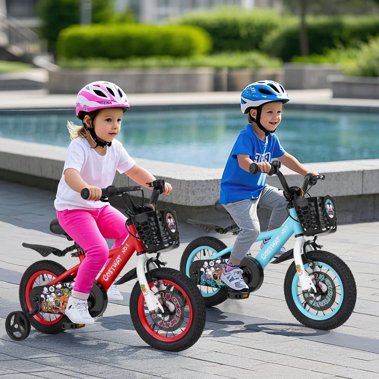 12 Inch Kids Bike Adjustable with Storage Basket and Double Brake for 3-4 Years Old-12 inches - Image 2