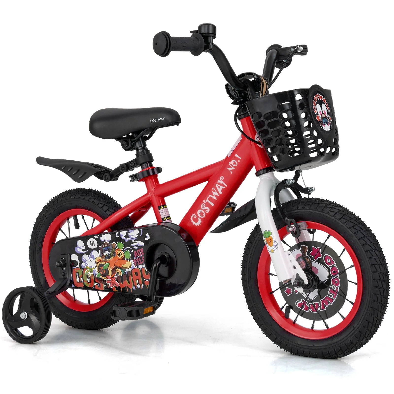 12 Inch Kids Bike Adjustable with Storage Basket and Double Brake for 3-4 Years Old-12 inches - Image 3