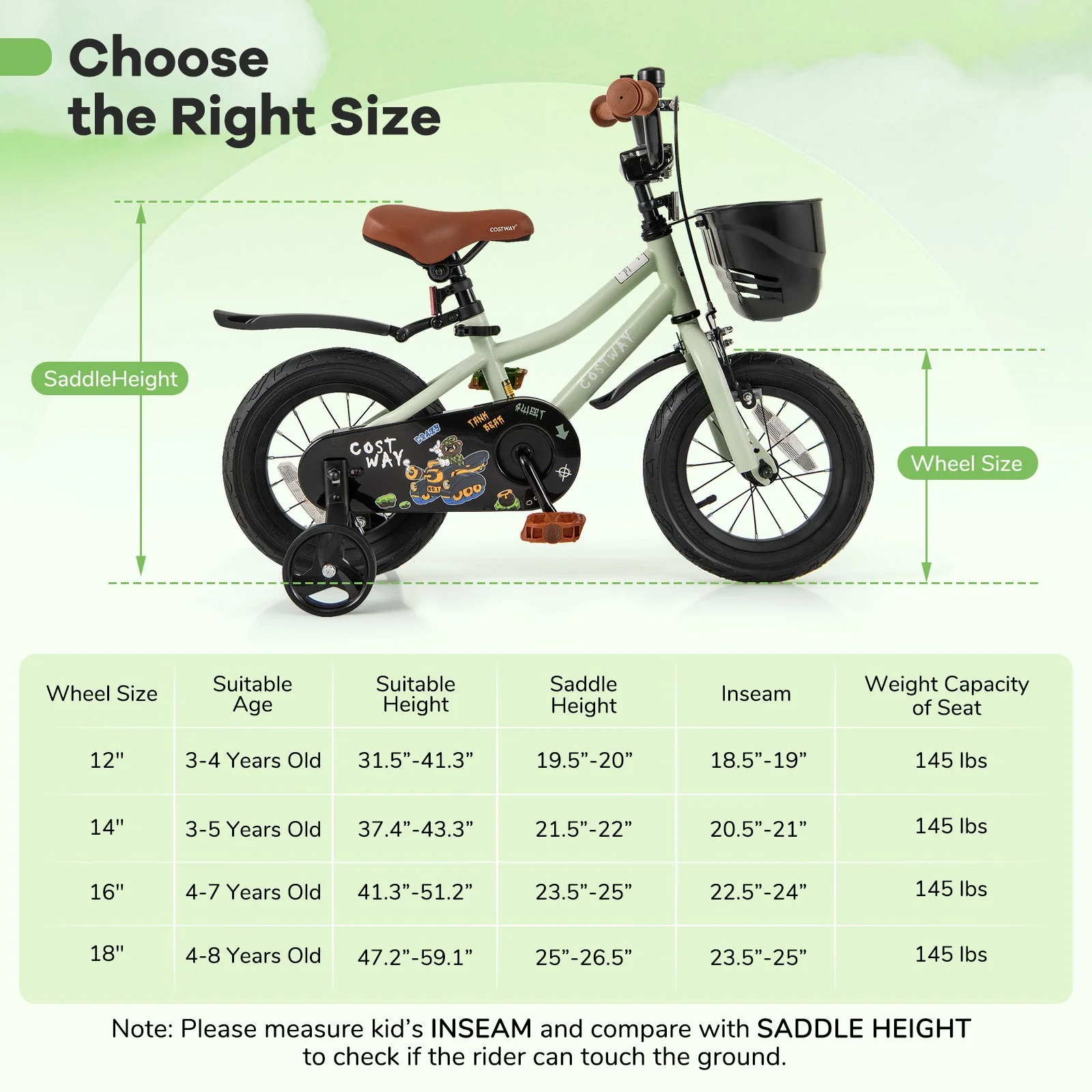 12-Inch Kids Bike Adjustable with Training Wheels for 3-4 Years Old - Image 4